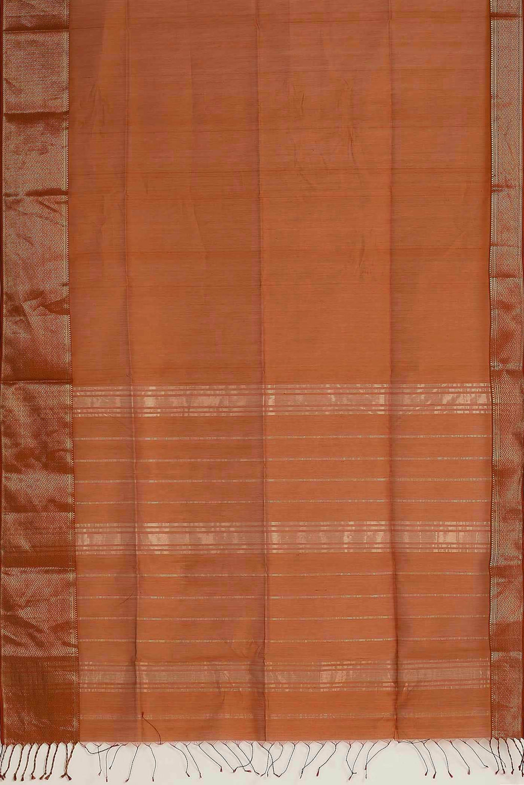 Rust Maheshwari Silk Cotton Saree