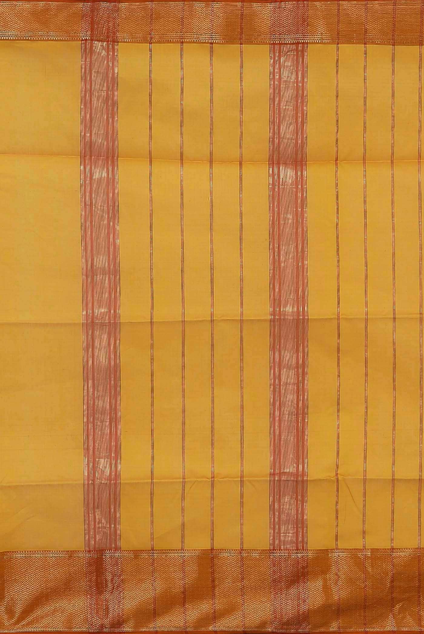 Yellow Maheshwari Silk Cotton Saree