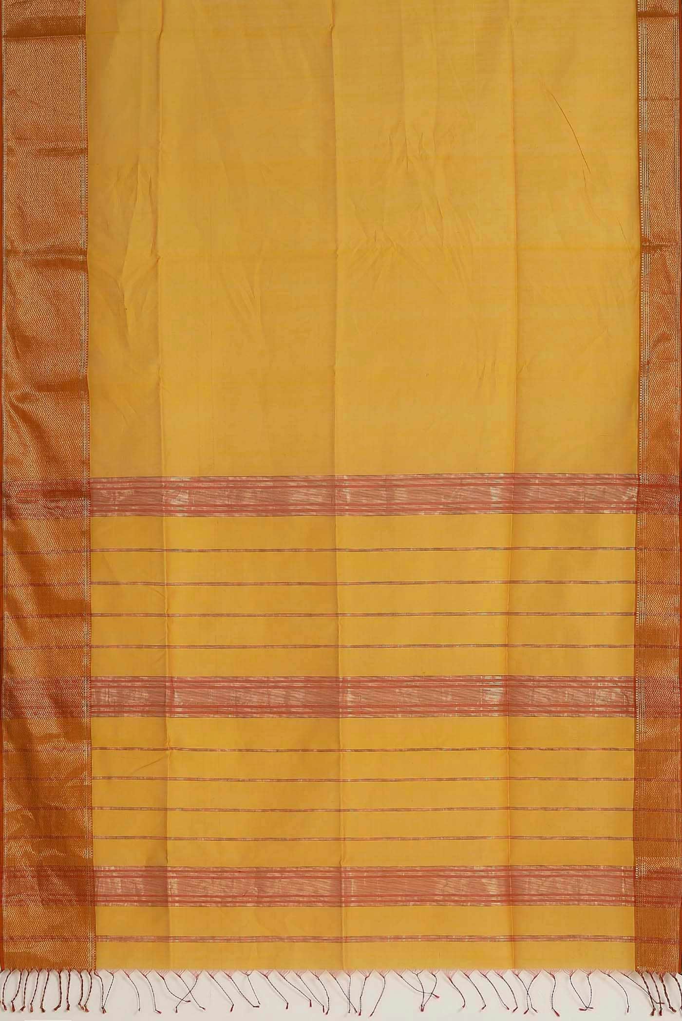 Yellow Maheshwari Silk Cotton Saree