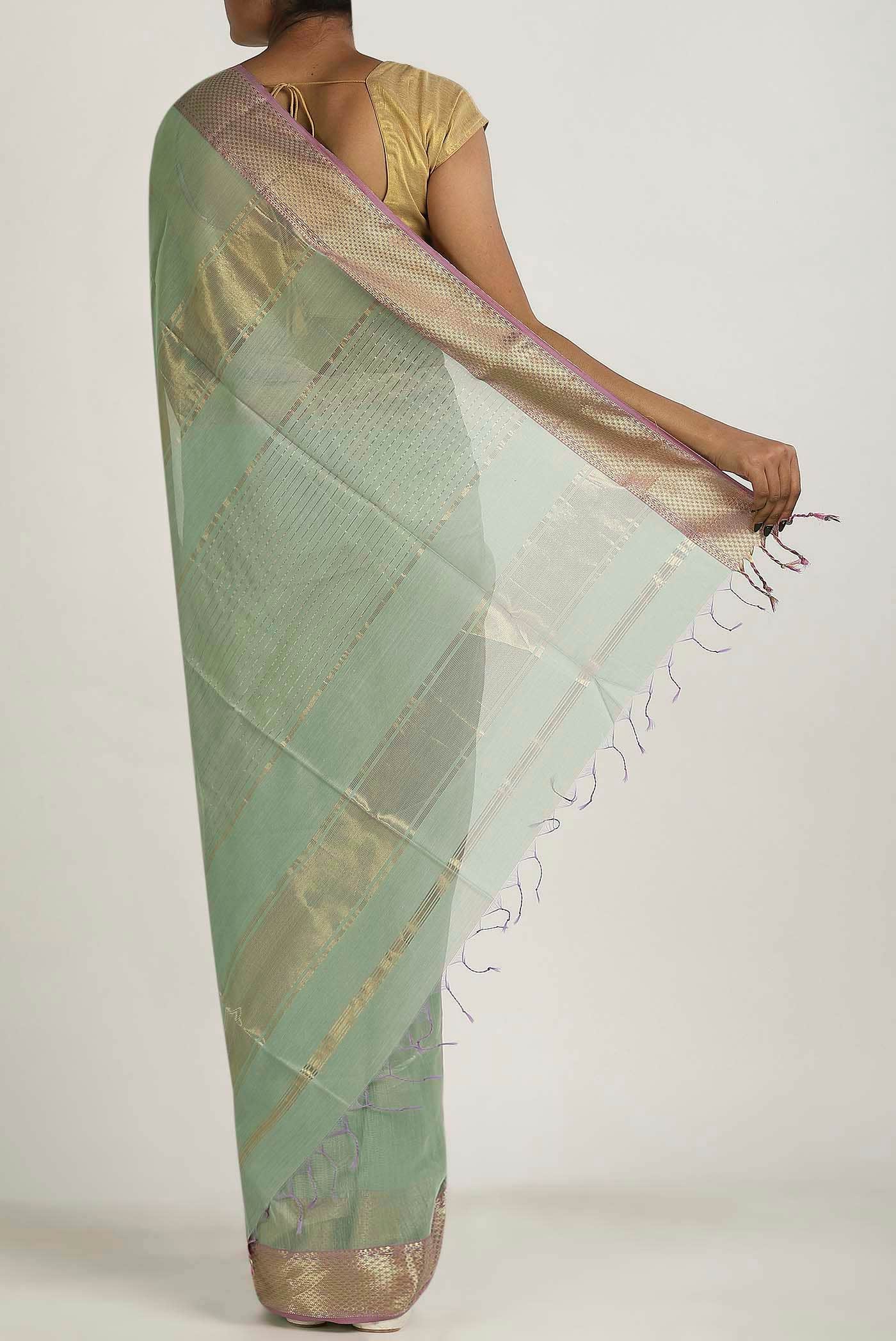 Green Maheshwari Silk Cotton Saree
