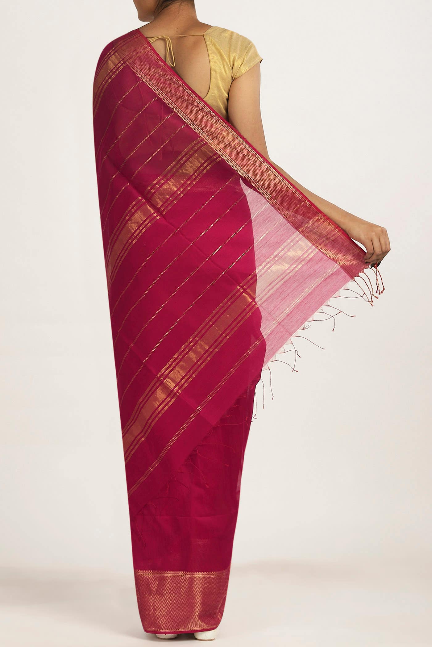 Maroon Maheshwari Silk Cotton Saree