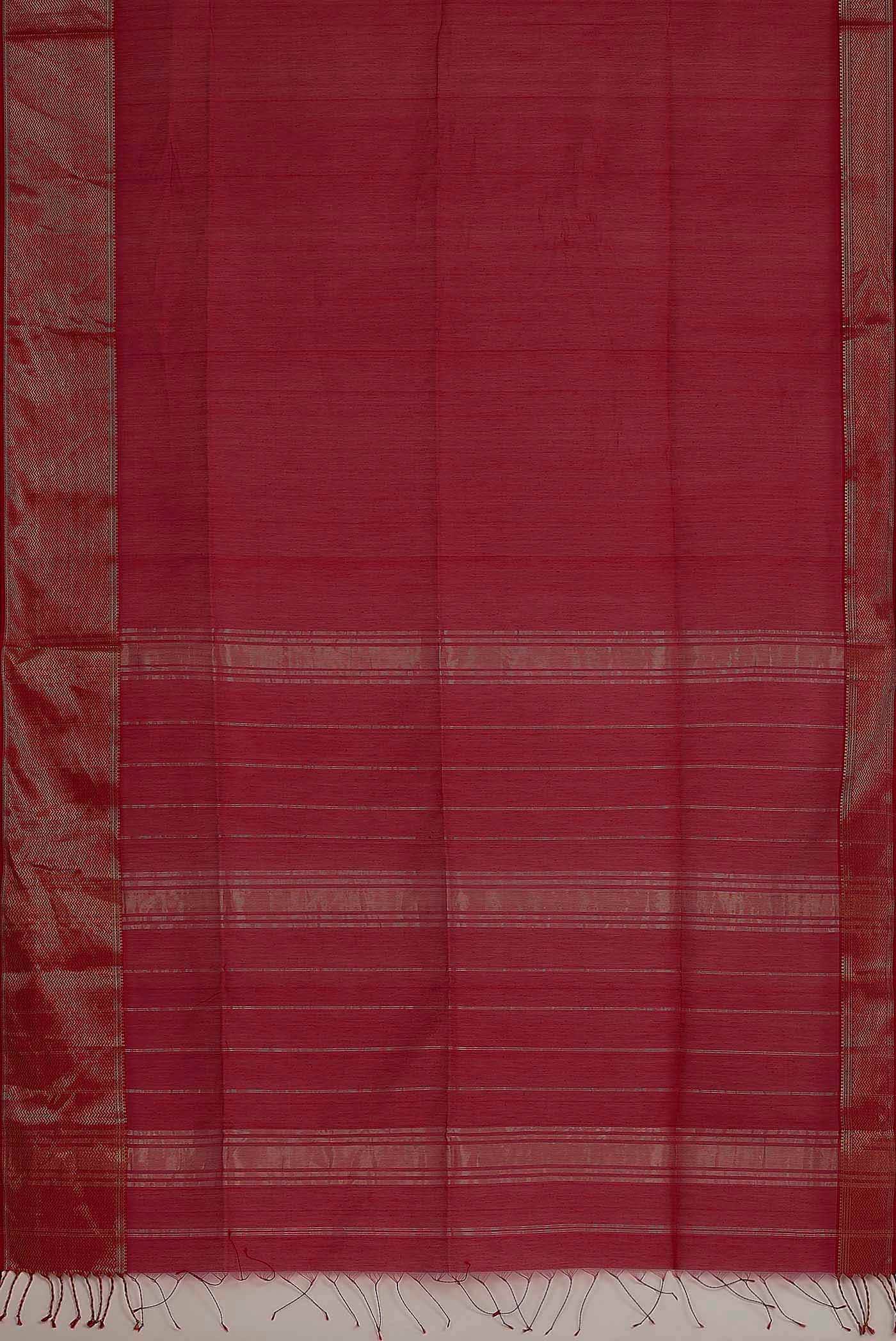 Maroon Maheshwari Silk Cotton Saree
