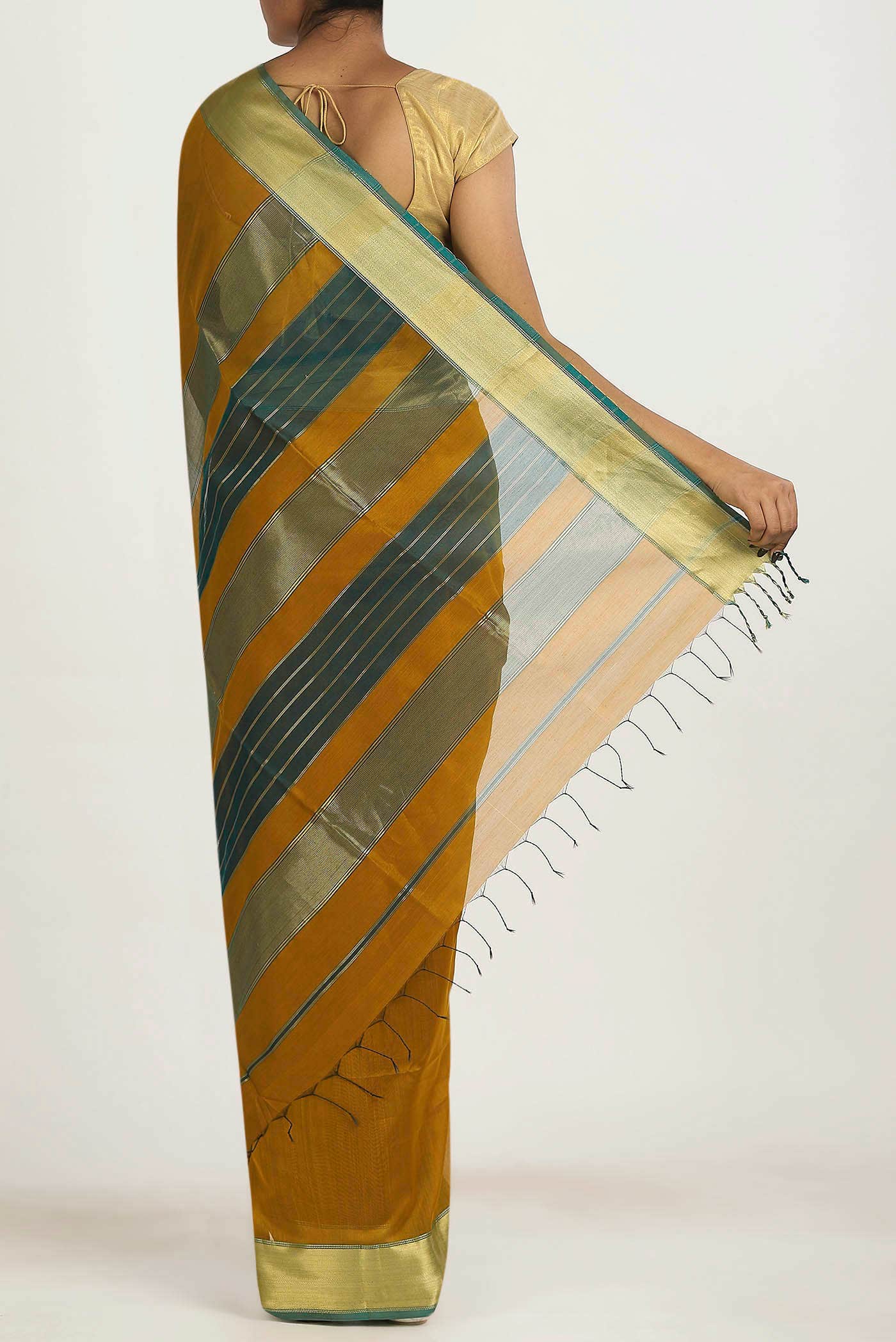 Mustard Maheshwari Silk Cotton Saree
