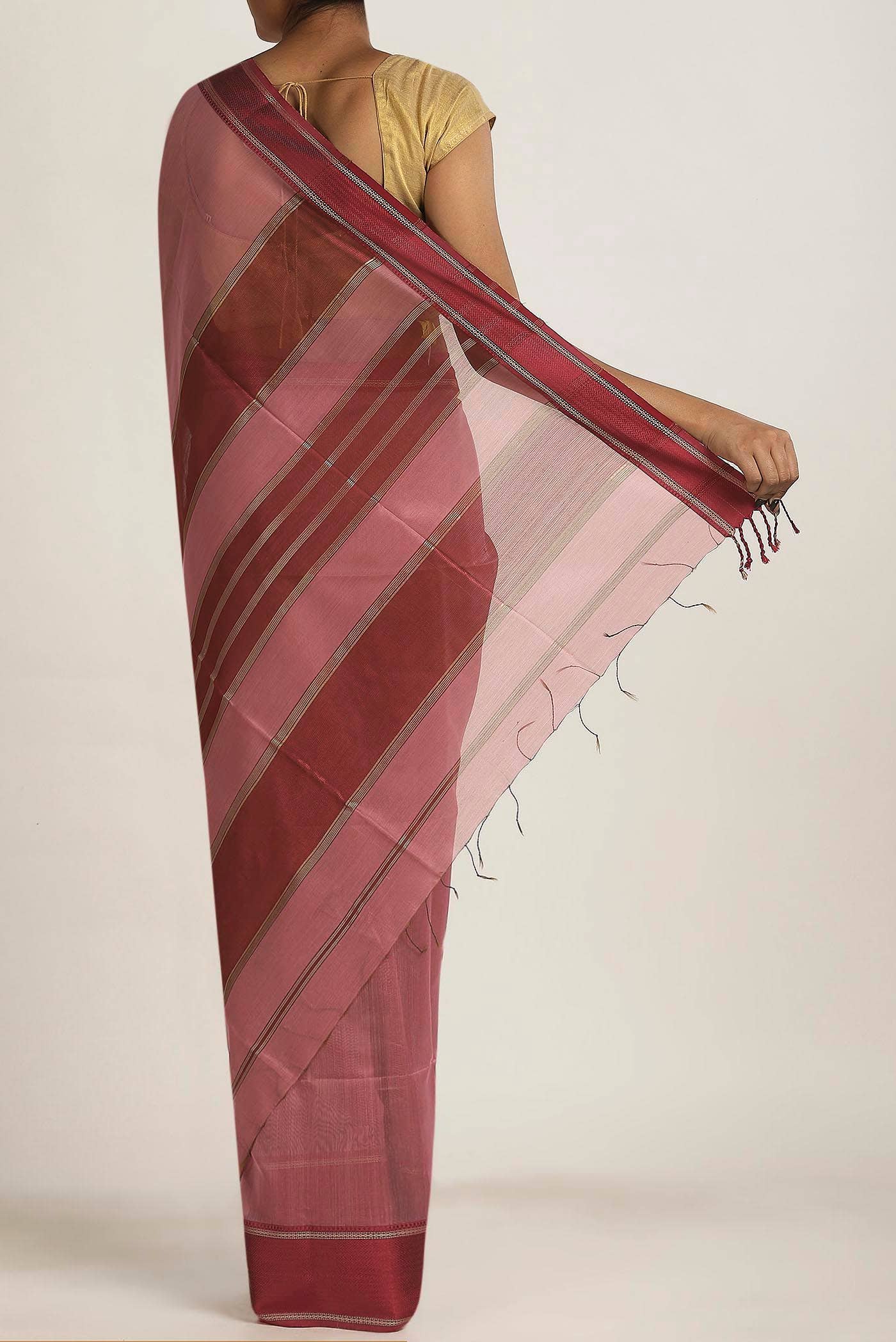 Pink Maheshwari Silk Cotton Saree