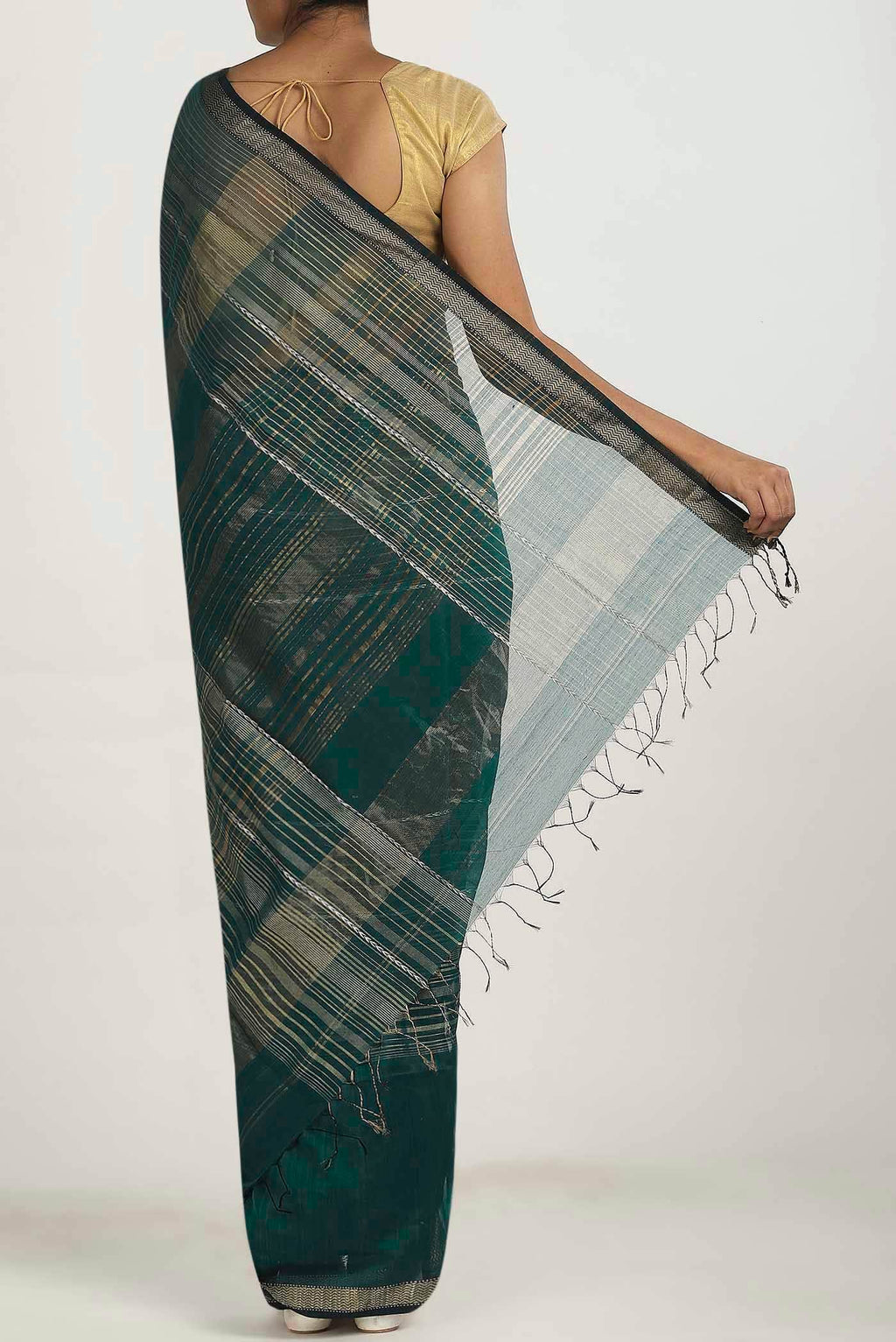 Green Maheshwari Silk Cotton Saree