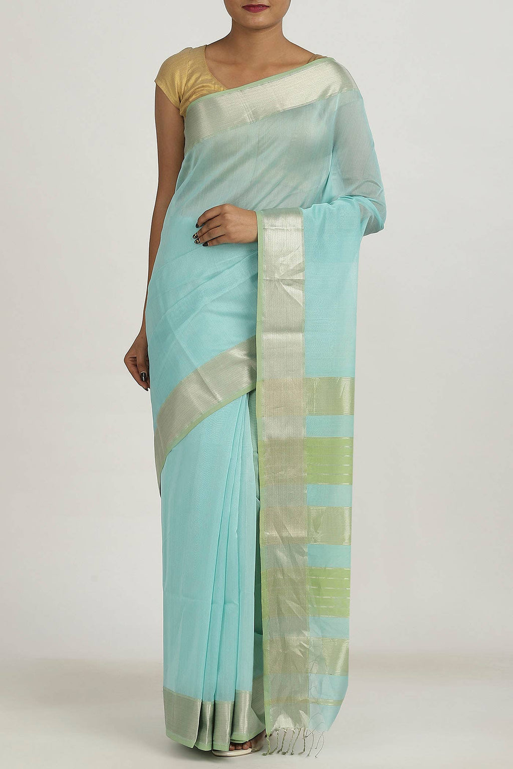 Blue Maheshwari Silk Cotton Saree