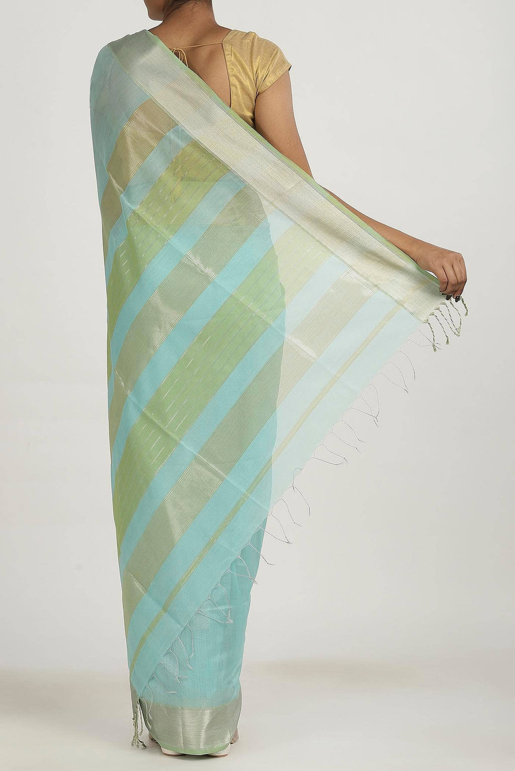 Blue Maheshwari Silk Cotton Saree