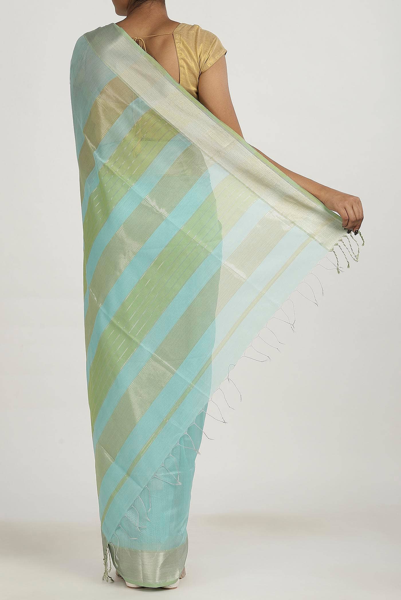 Blue Maheshwari Silk Cotton Saree