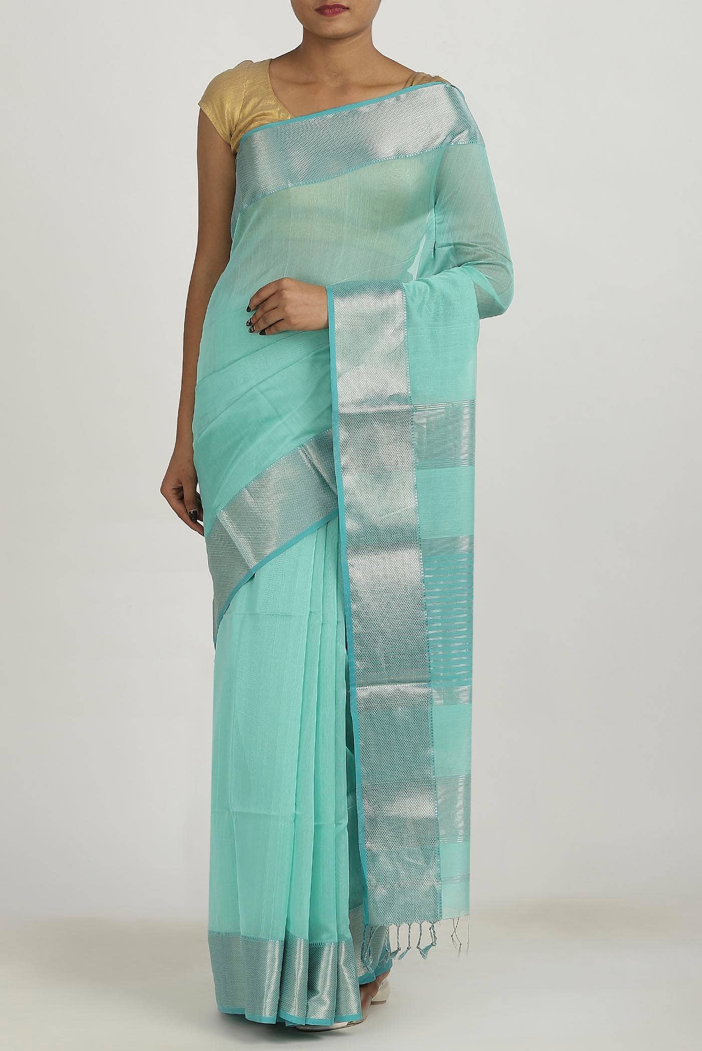 Blue Maheshwari Silk Cotton Saree