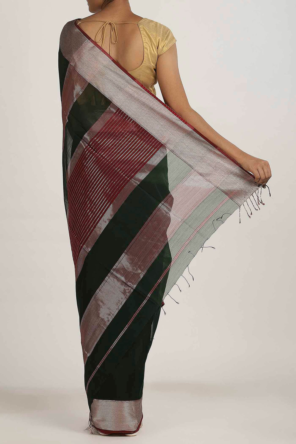 Black Maheshwari Silk Cotton Saree