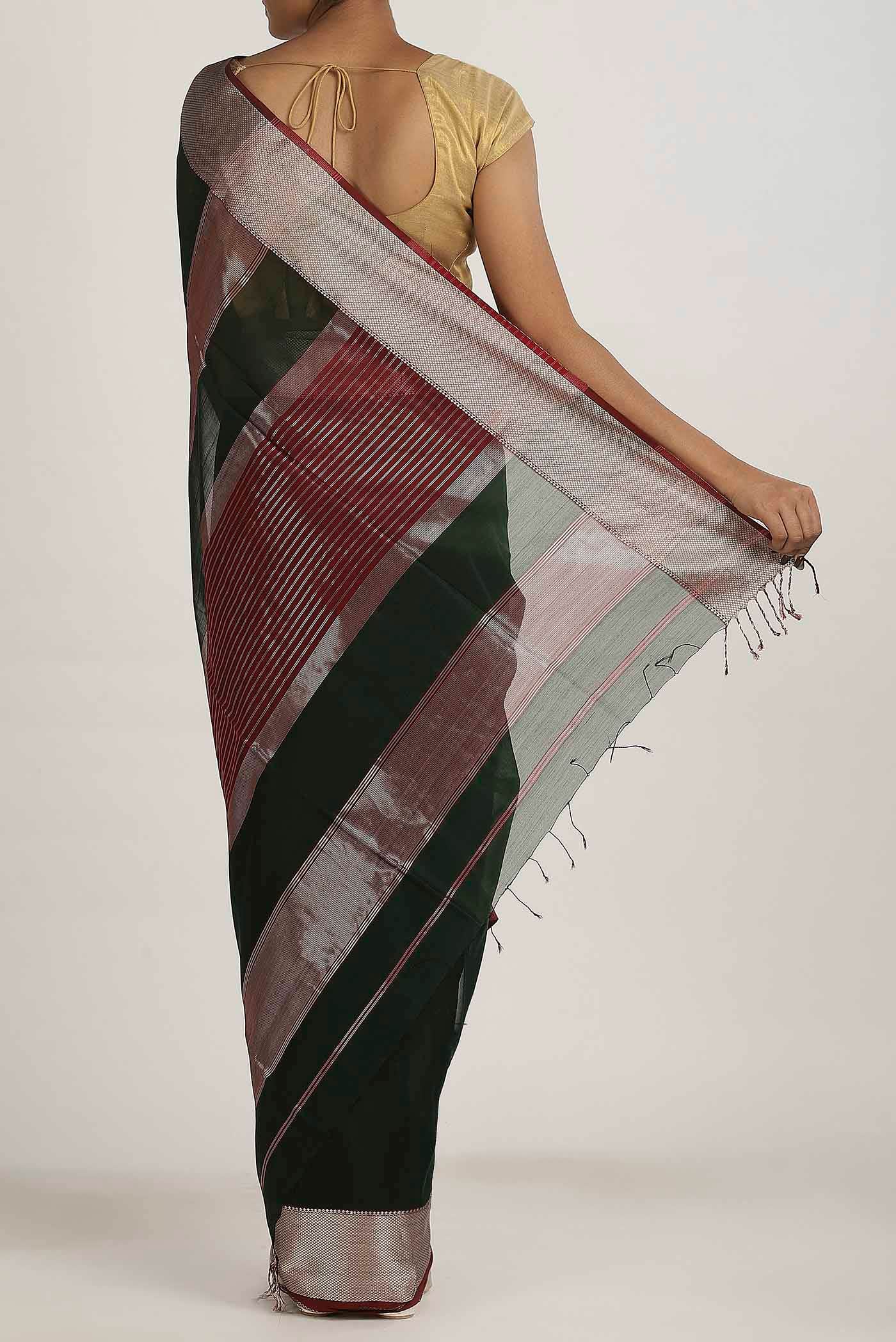 Black Maheshwari Silk Cotton Saree