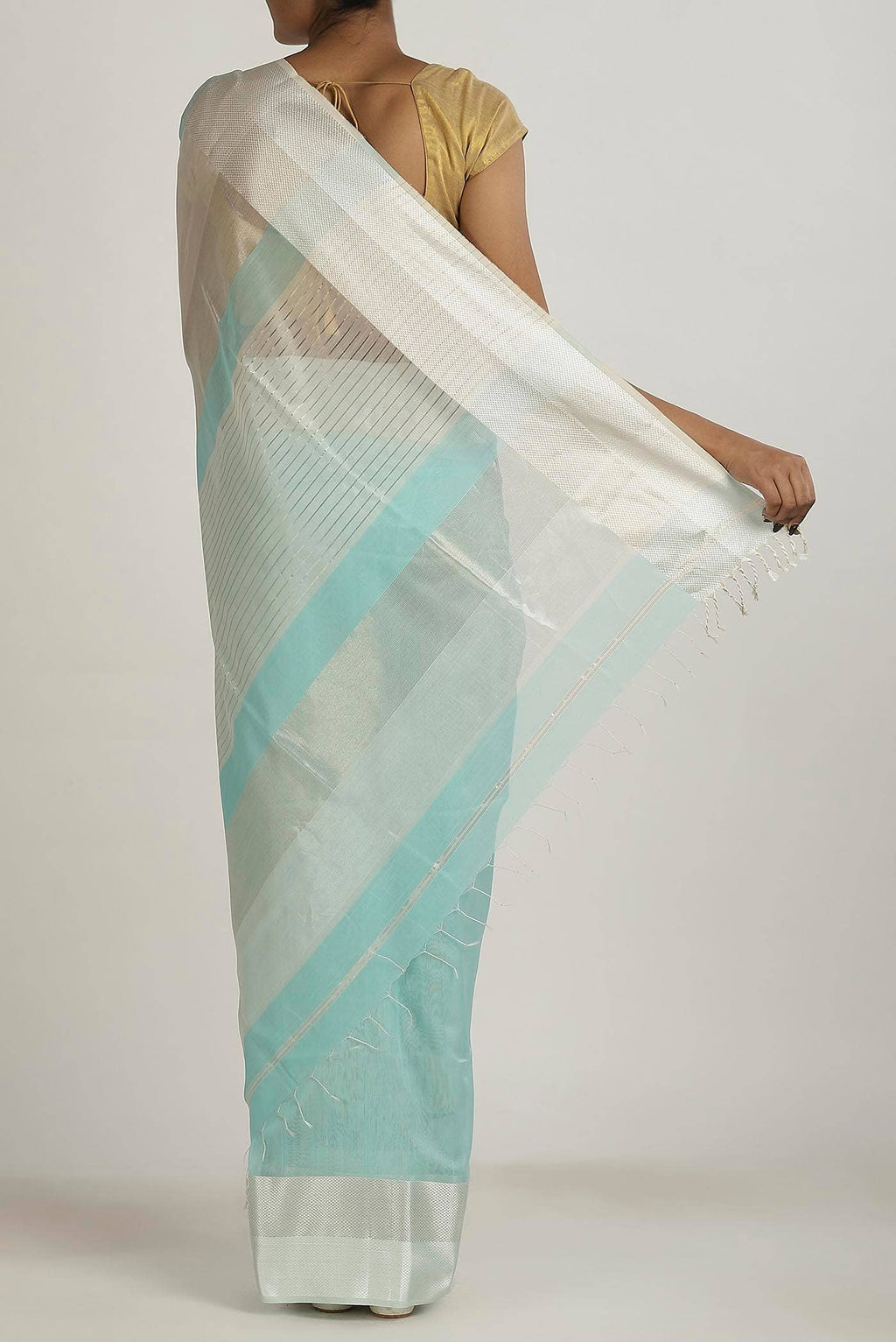 Blue Maheshwari Silk Cotton Saree