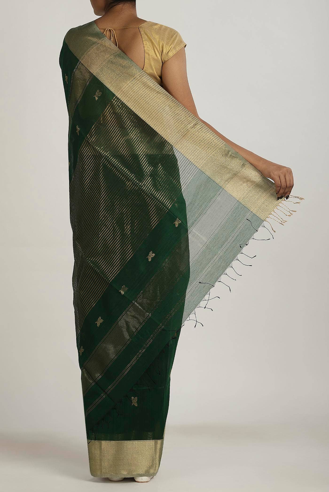 Green Maheshwari Silk Cotton Saree