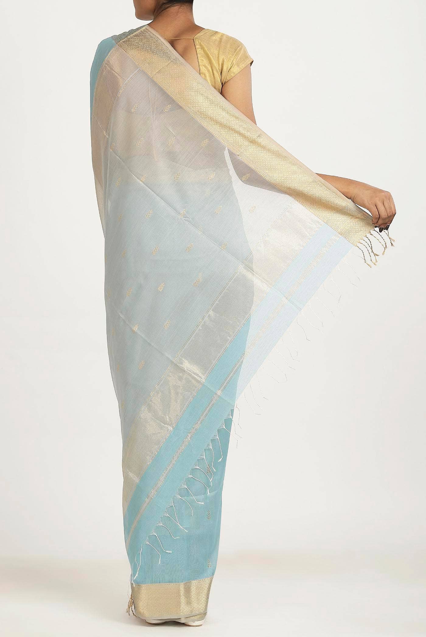 Blue Maheshwari Silk Cotton Saree