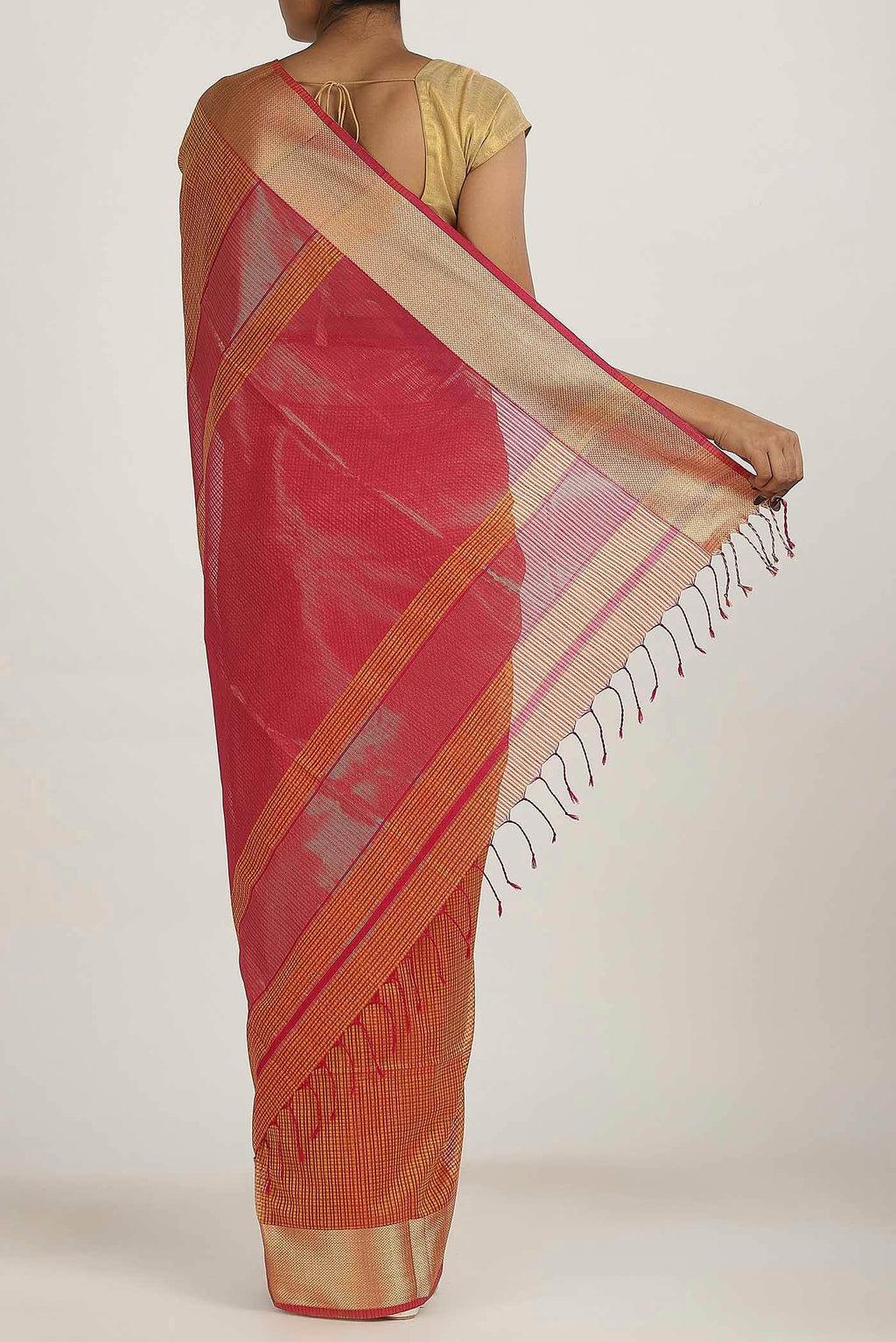 Orange Maheshwari Silk Cotton Saree