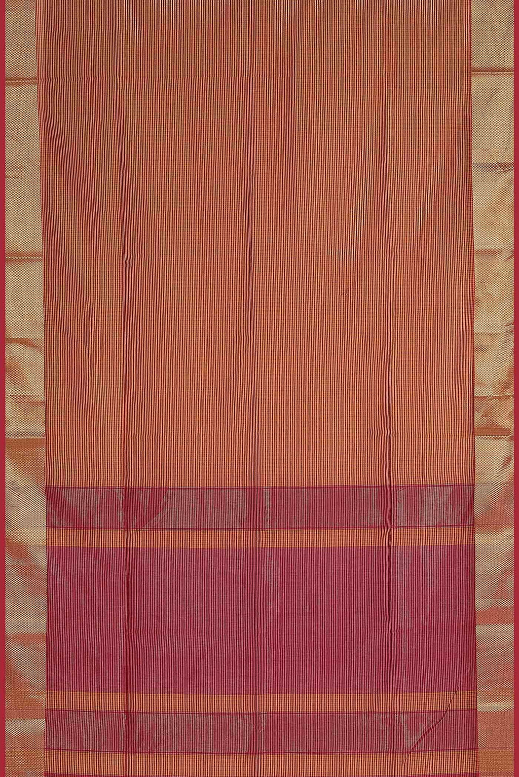 Orange Maheshwari Silk Cotton Saree