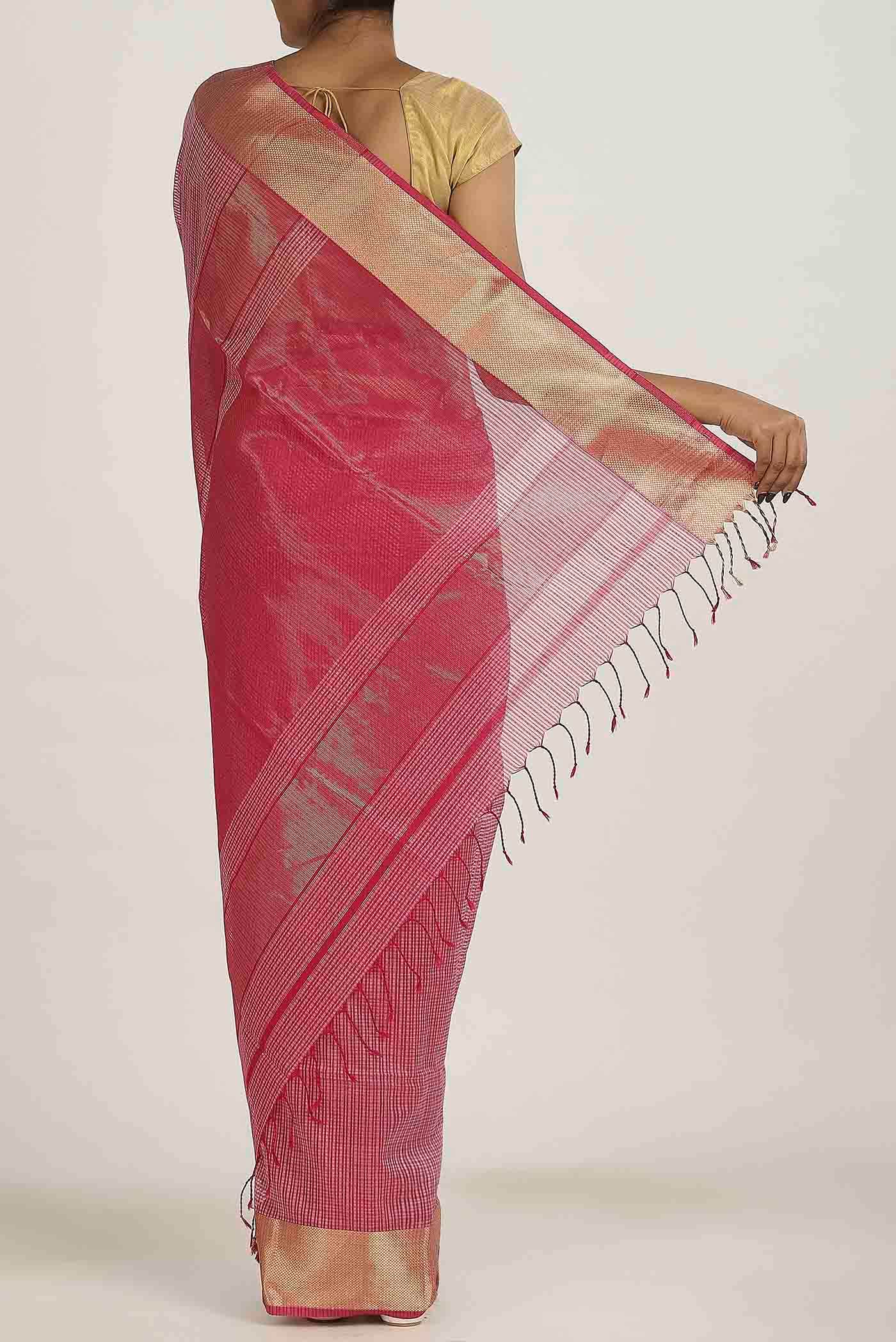 Pink Maheshwari Silk Cotton Saree