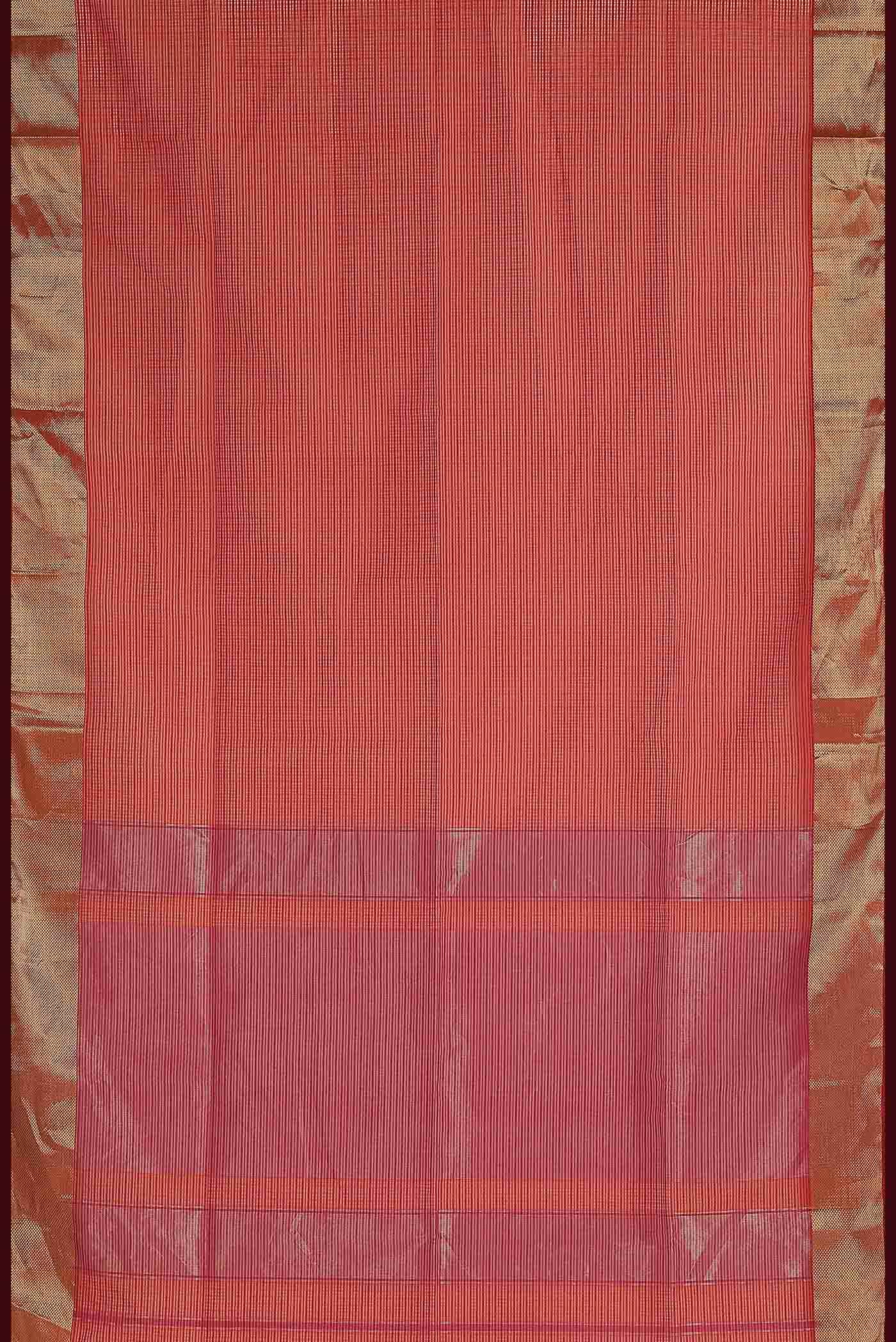 Orange Maheshwari Silk Cotton Saree