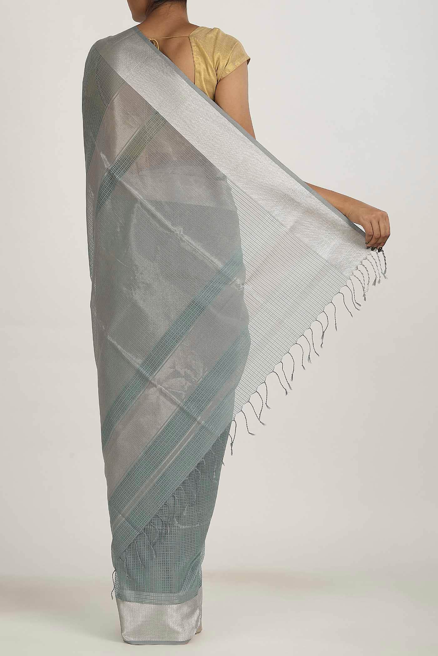 Grey Maheshwari Silk Cotton Saree