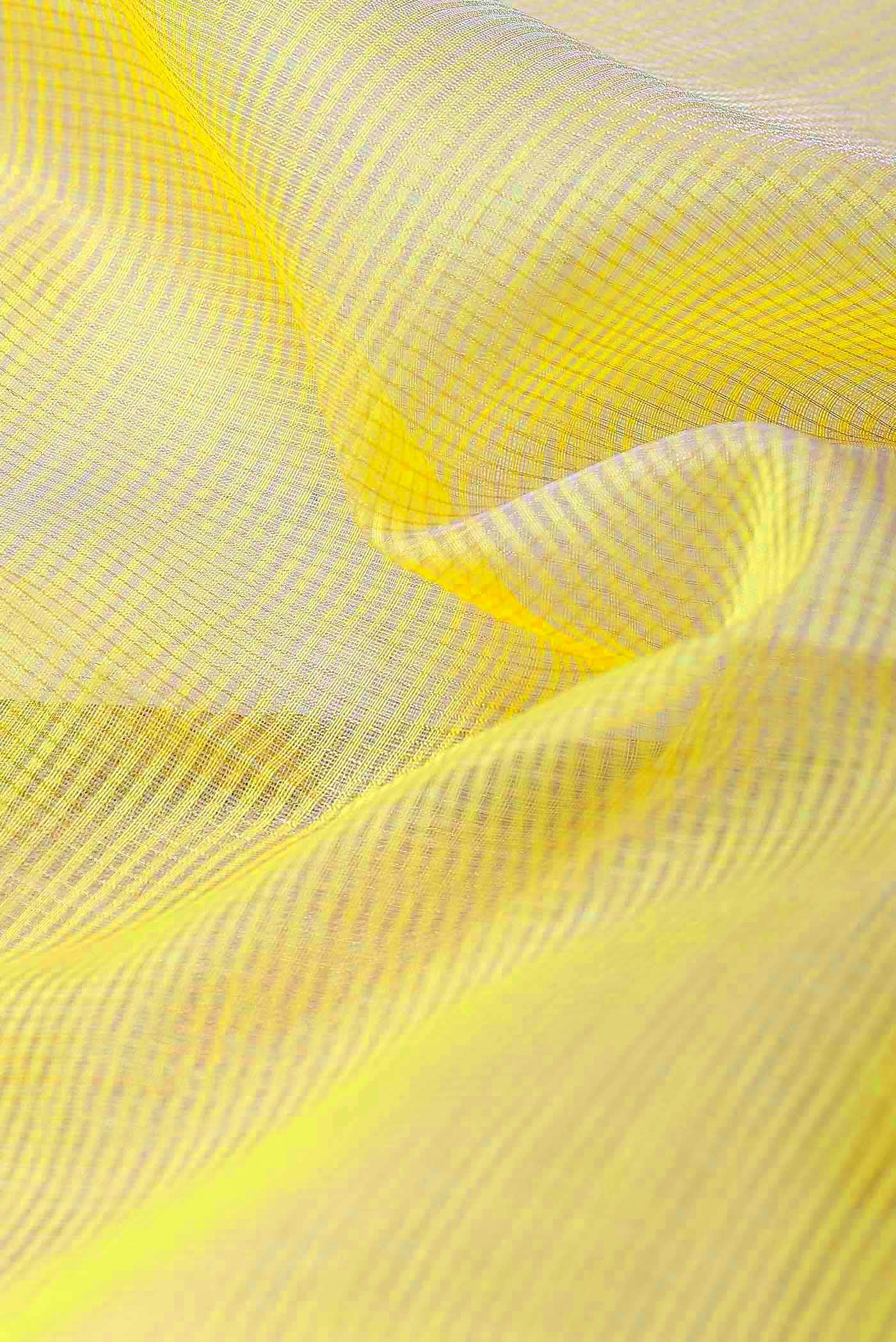 Yellow Maheshwari Silk Cotton Saree