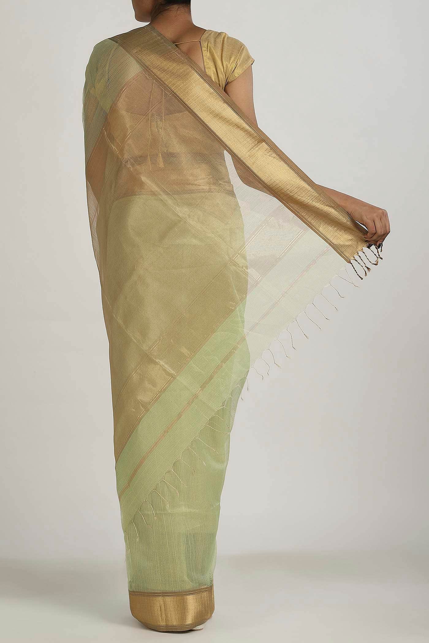 Green Maheshwari Silk Cotton Saree