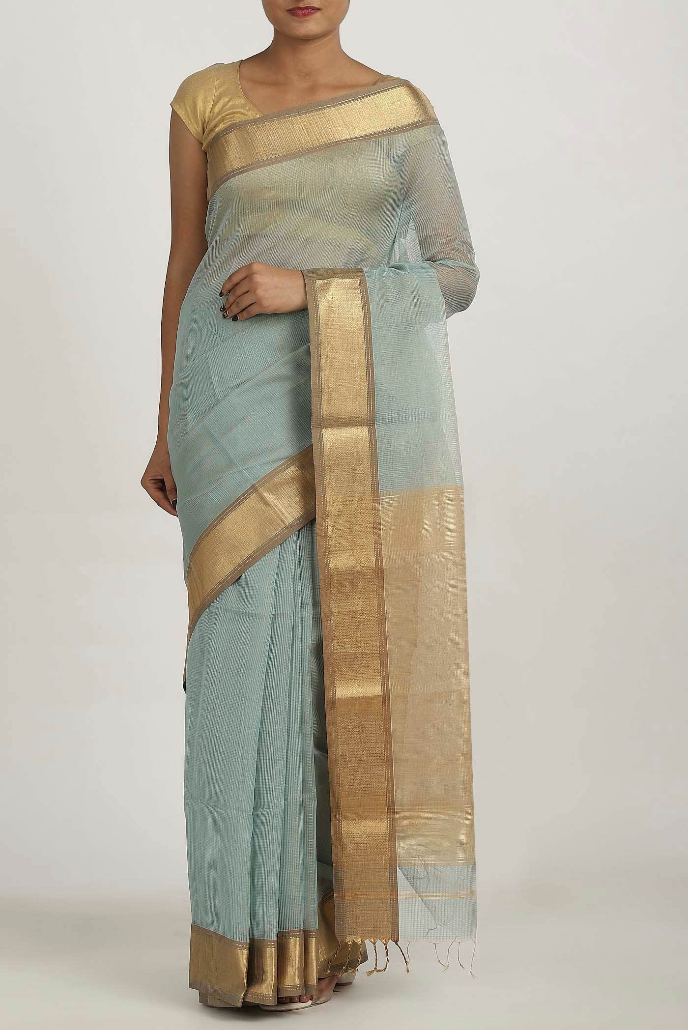 Blue Maheshwari Silk Cotton Saree