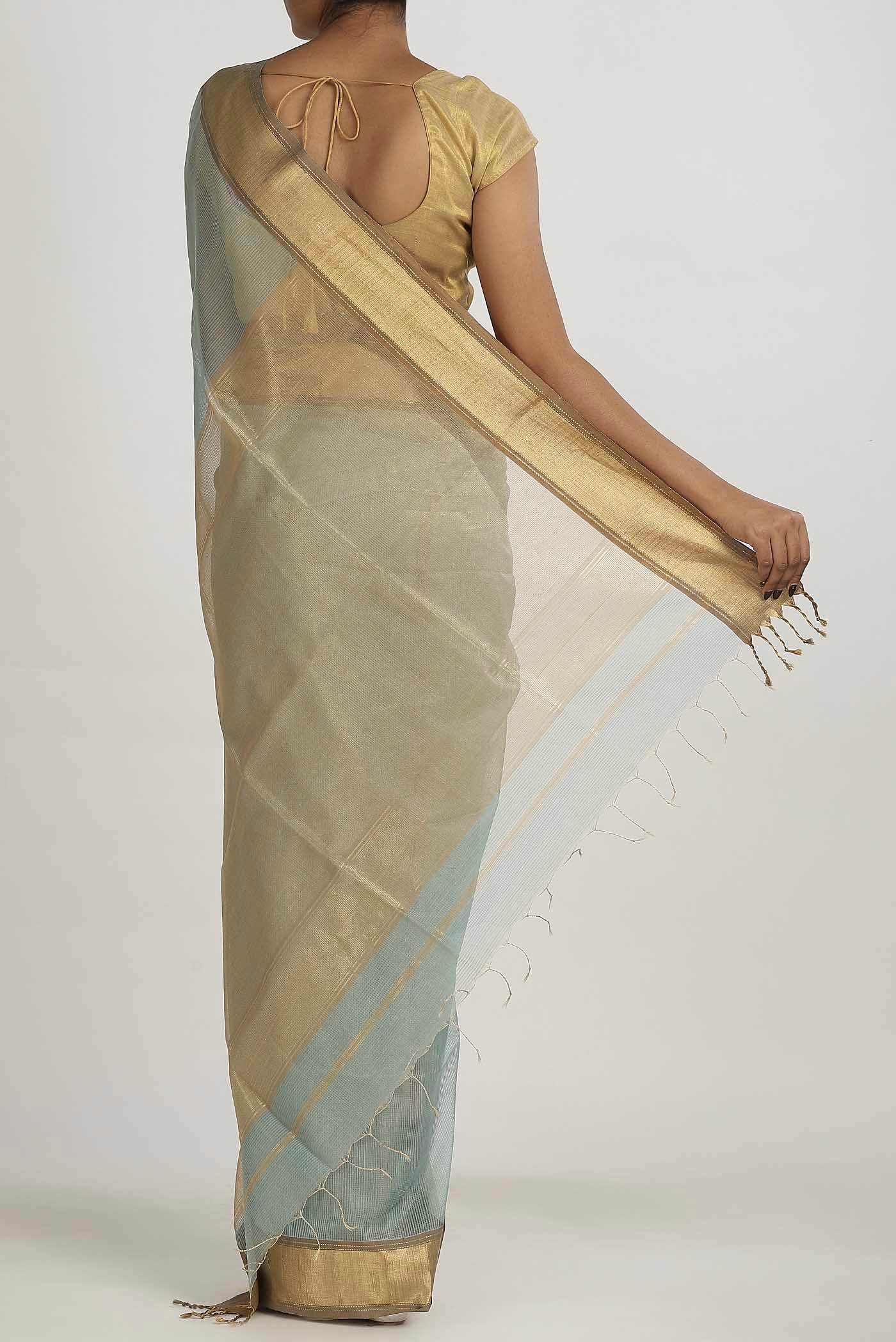 Blue Maheshwari Silk Cotton Saree