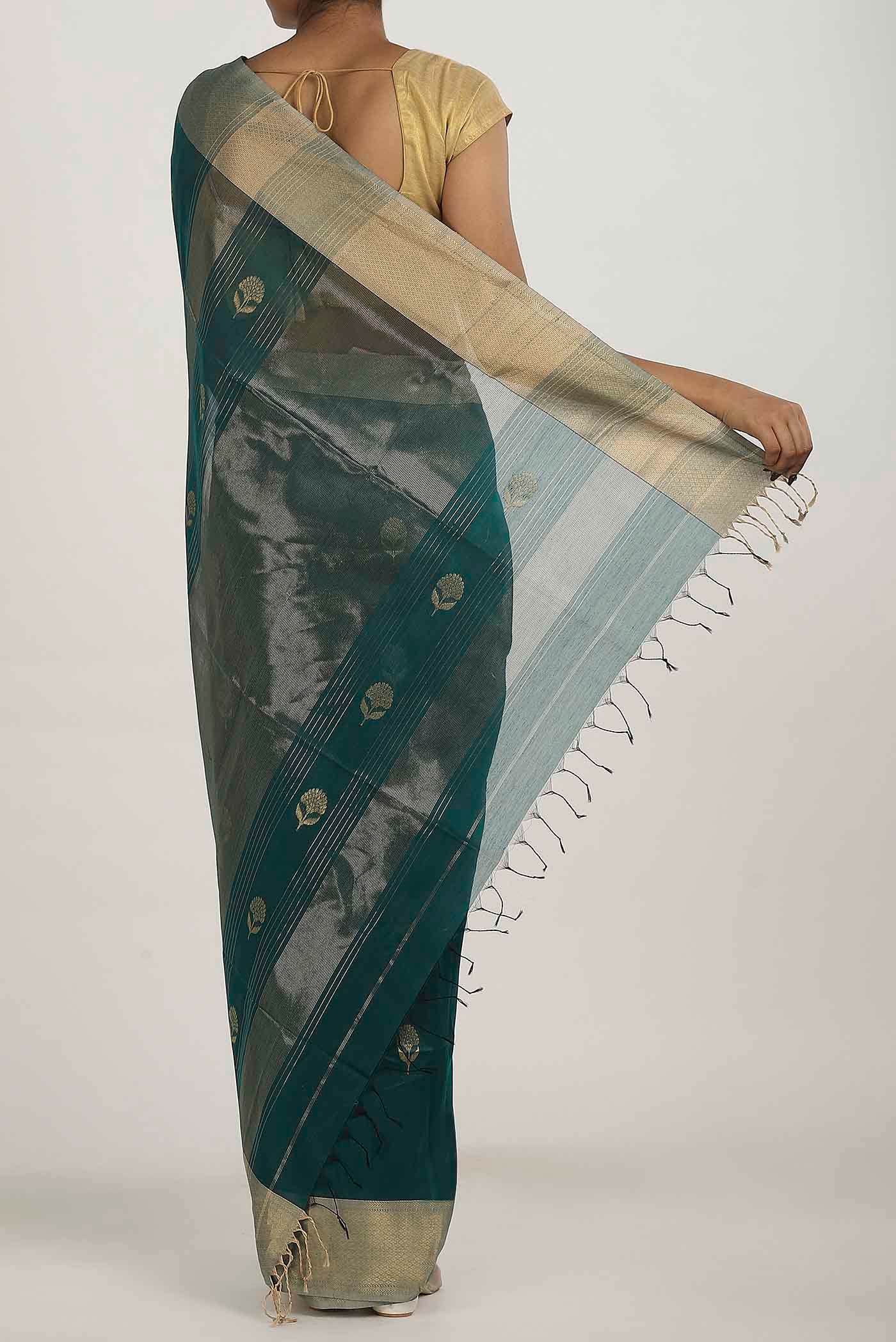 Green Maheshwari Silk Cotton Saree