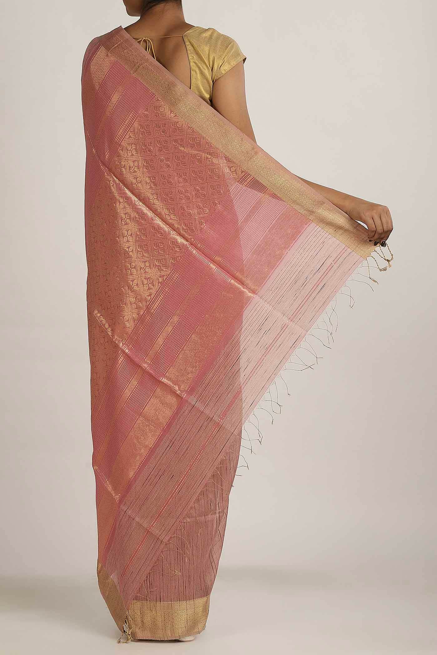 Pink Maheshwari Silk Cotton Saree