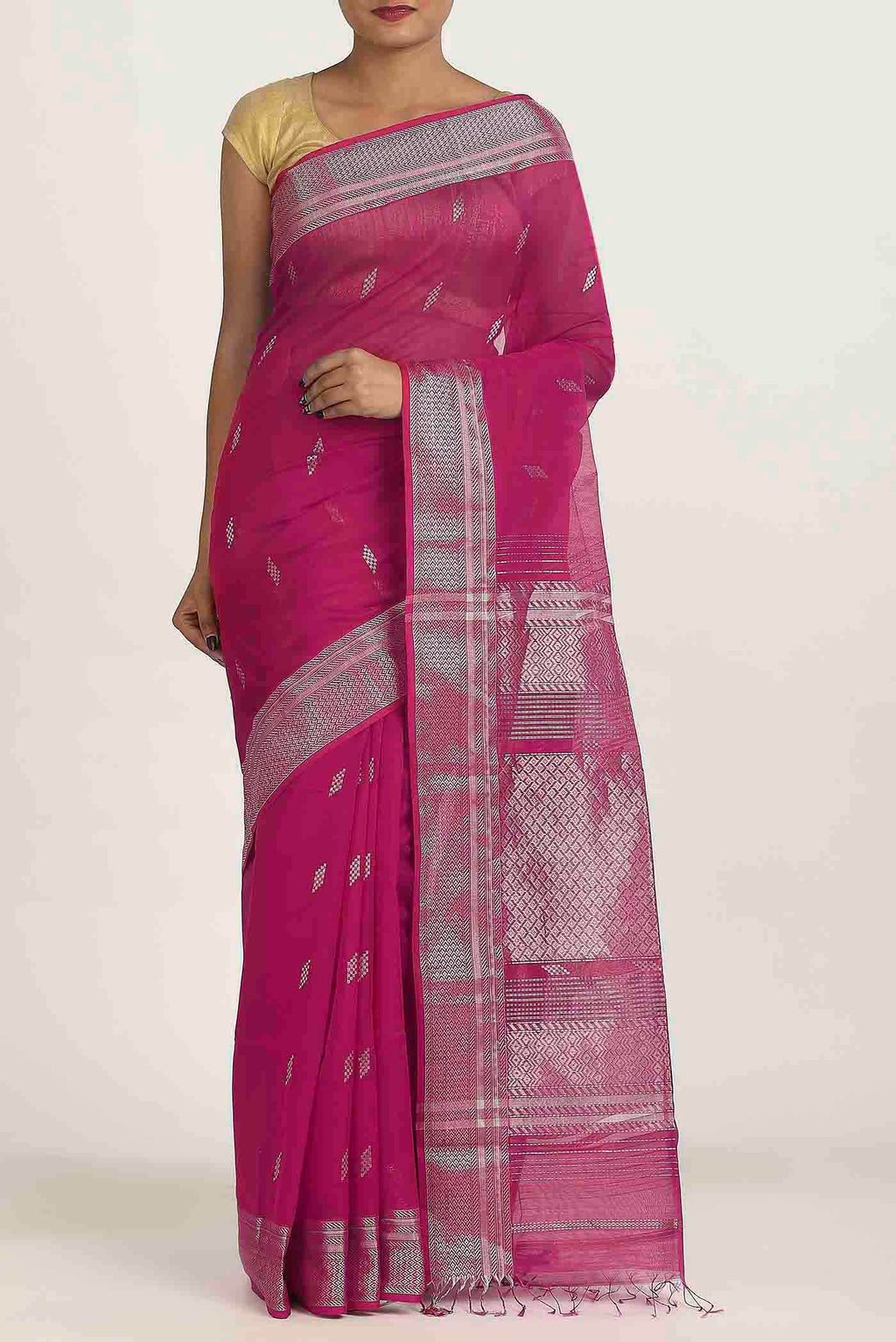 Pink Maheshwari Silk Cotton Saree