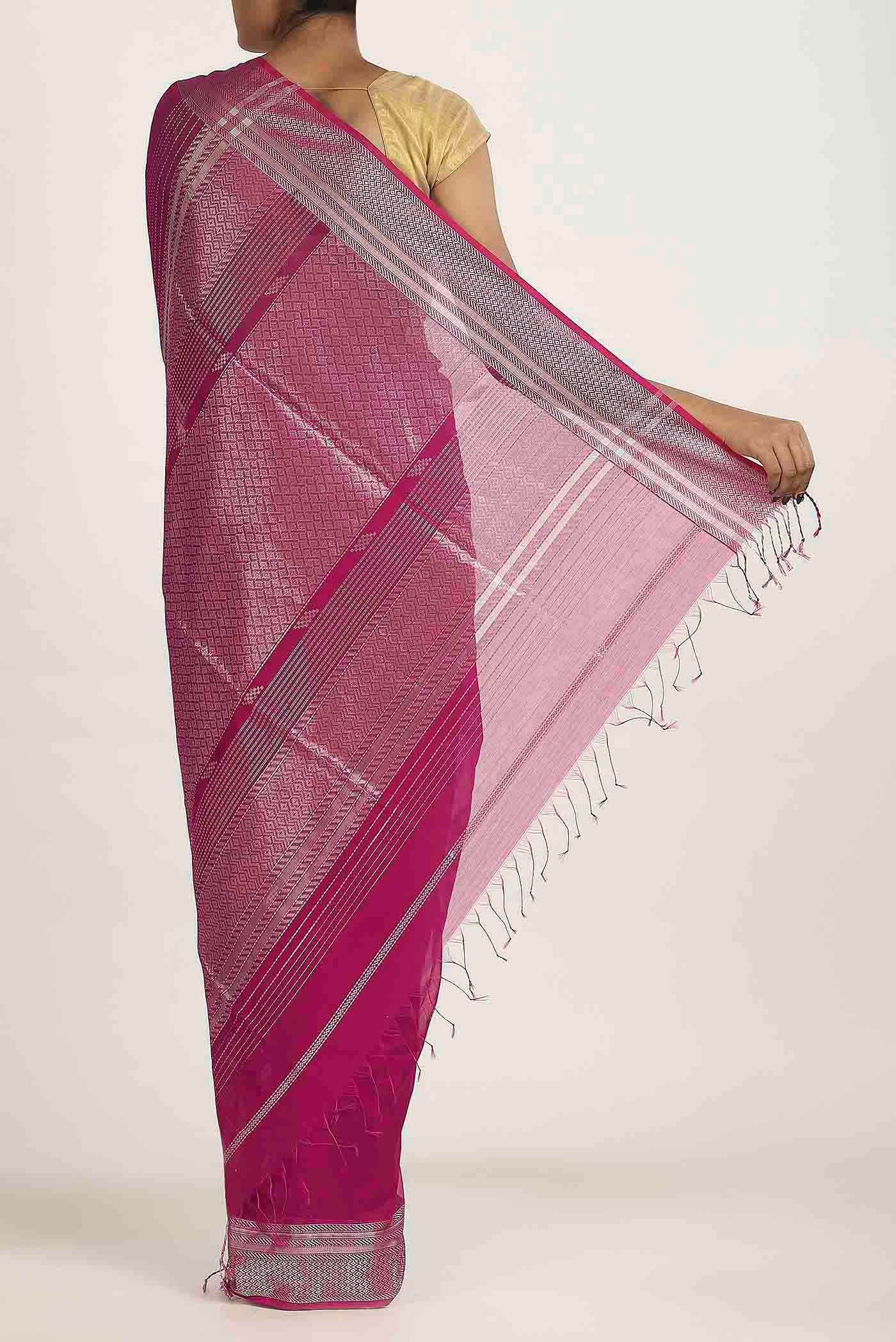 Pink Maheshwari Silk Cotton Saree