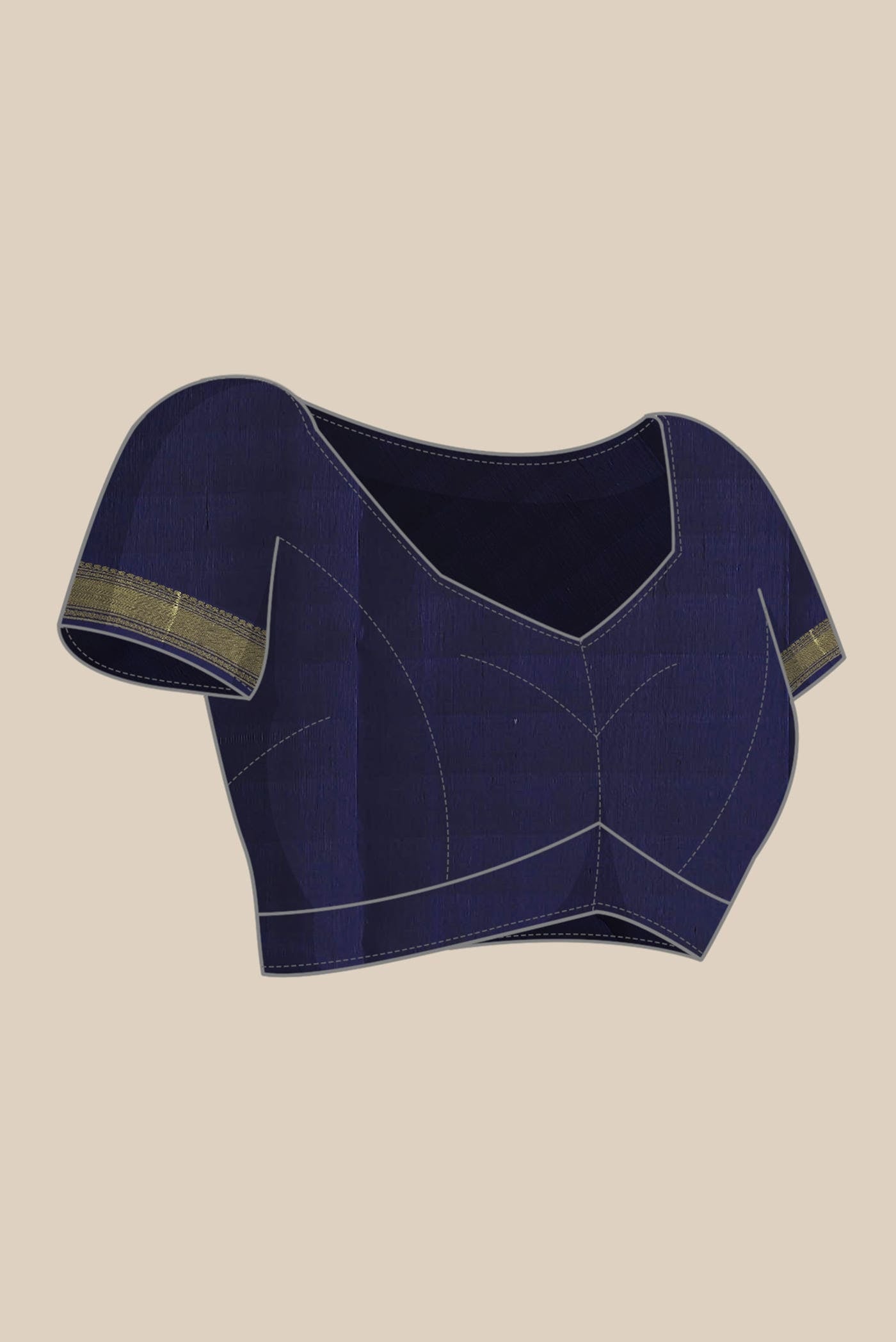 Pure Silk Pure Zari Navy Blue Kanchipuram Saree