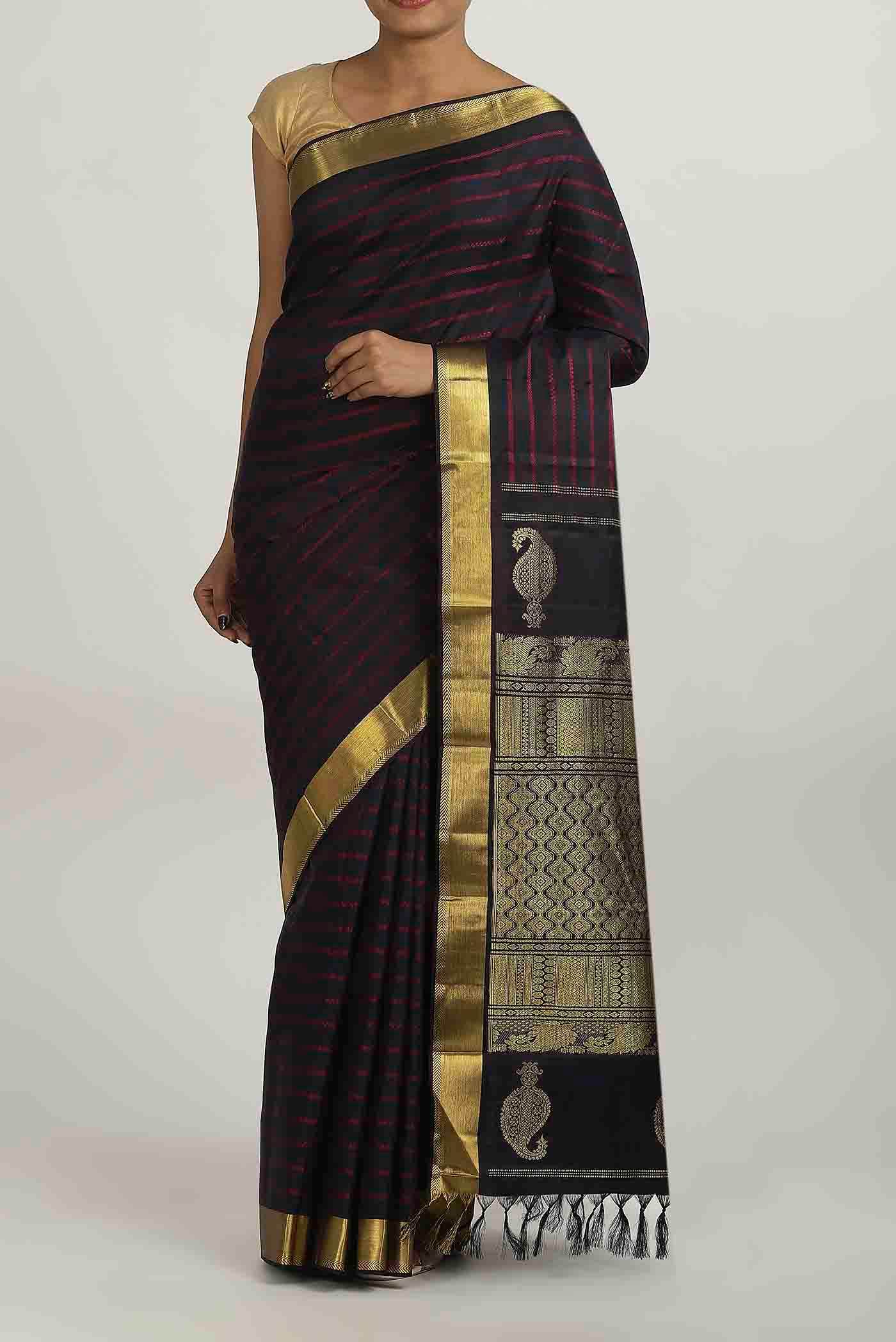 Black Kanchipuram Silk Saree