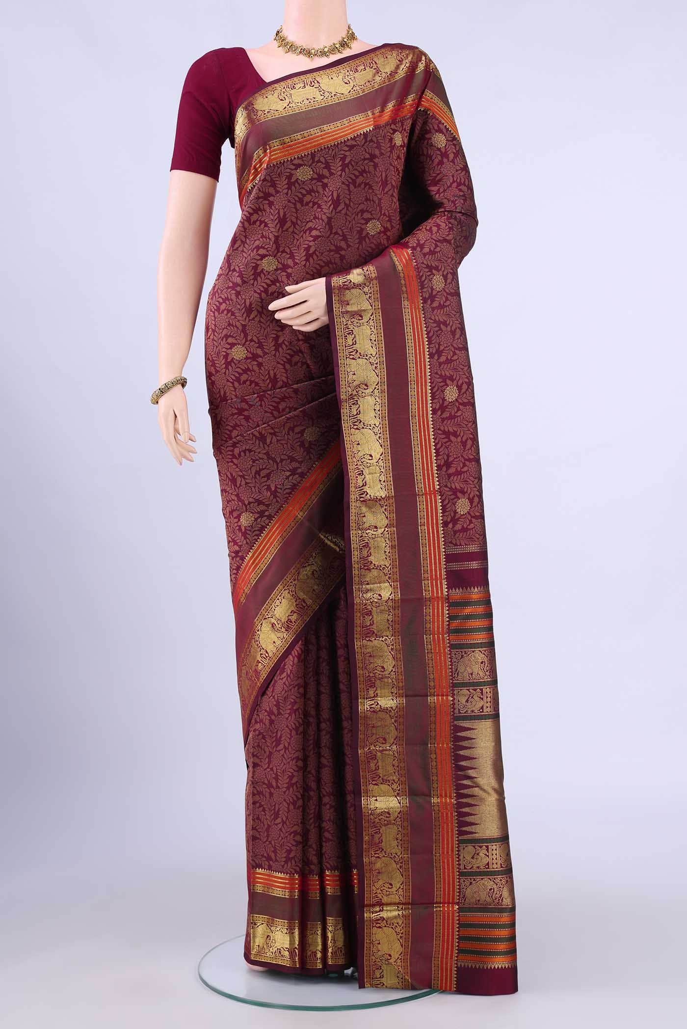 Maroon Kanchipuram Silk Saree