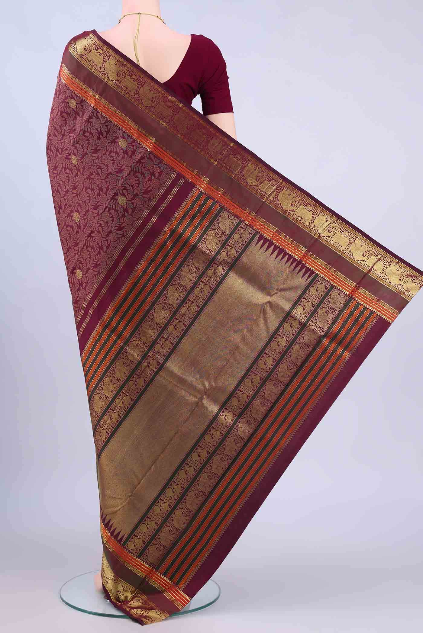 Maroon Kanchipuram Silk Saree