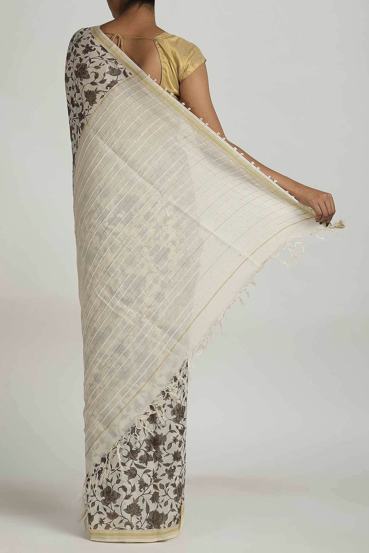 Beige Tussar Saree
