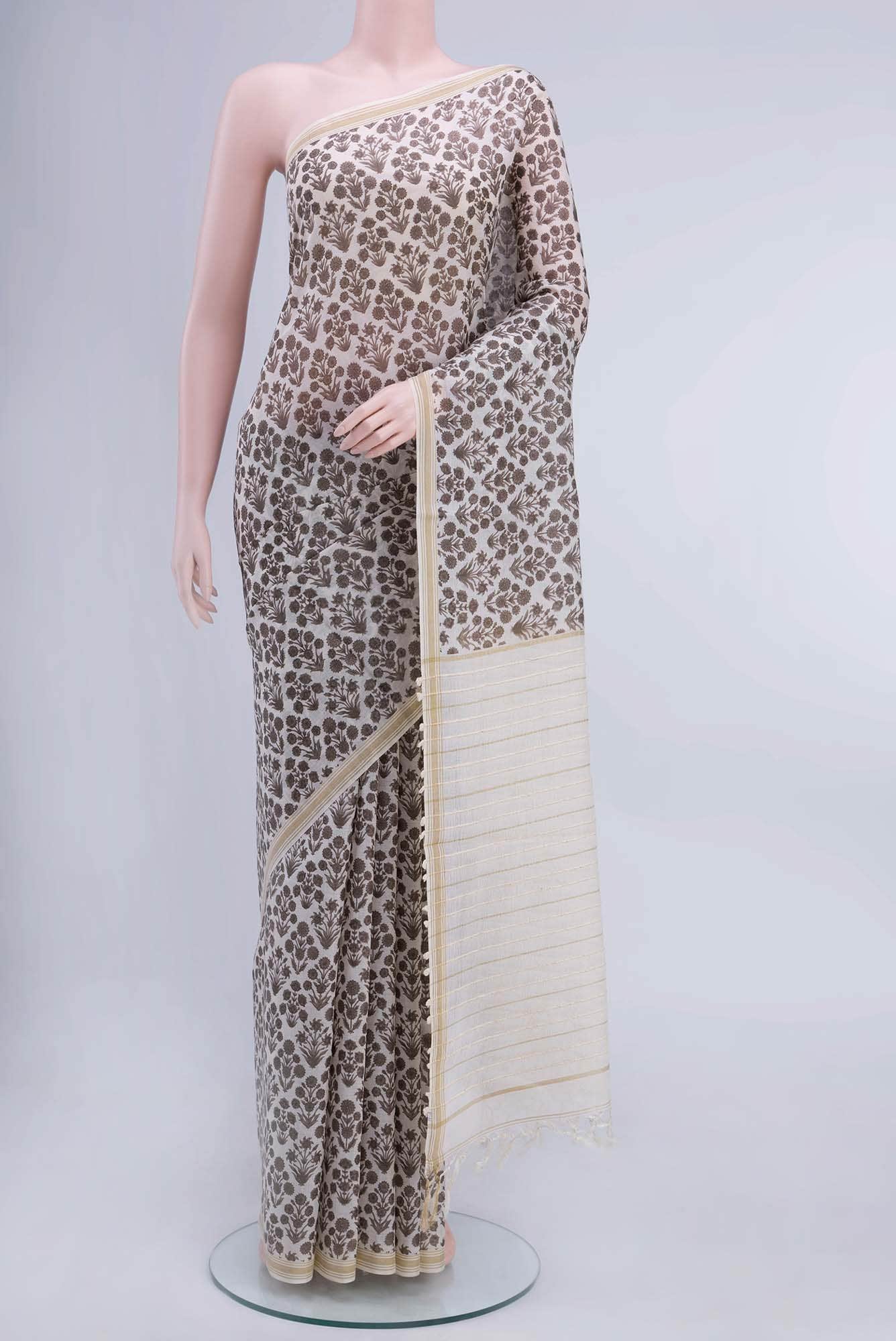 Off White Cotton Saree