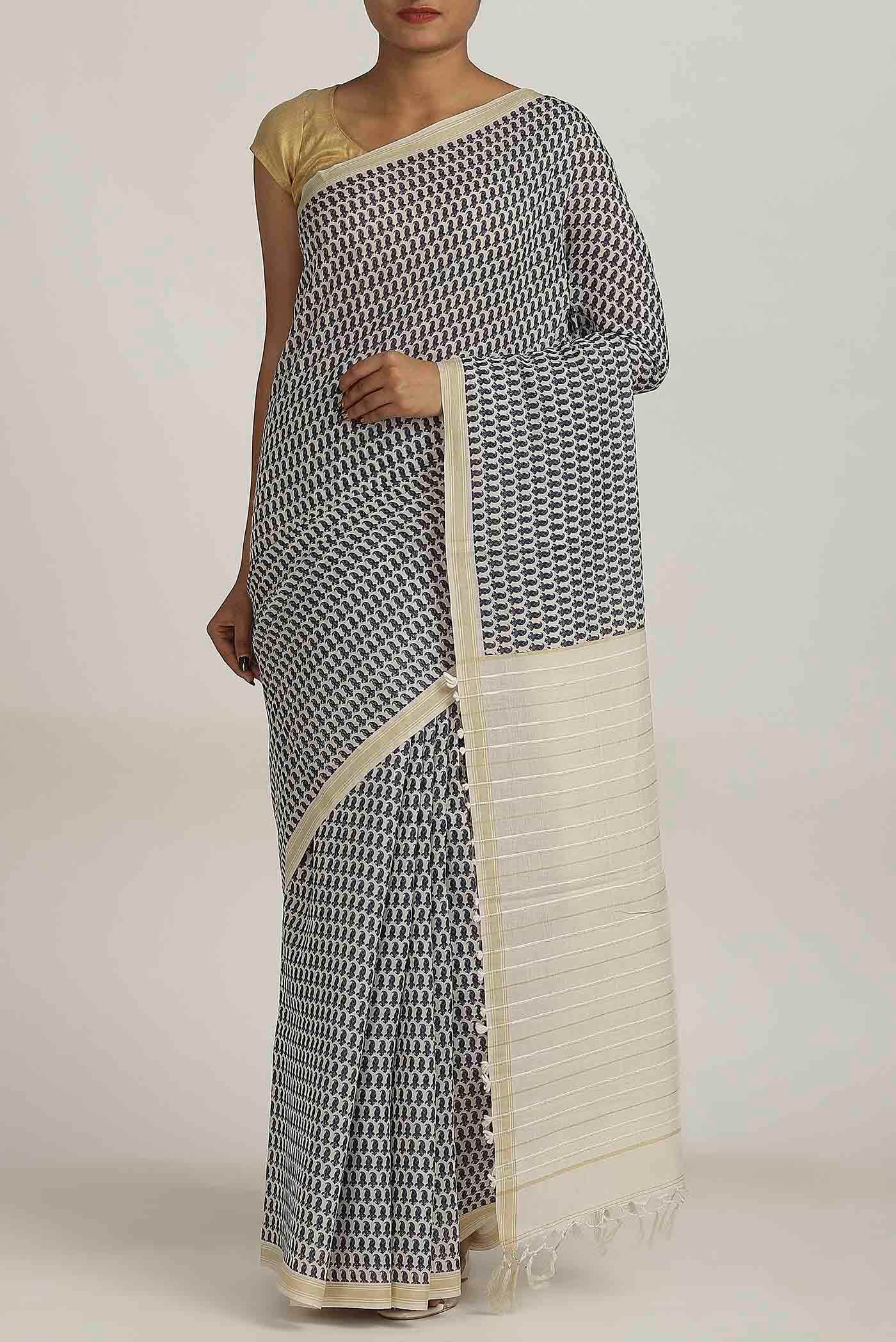Beige Tussar Saree