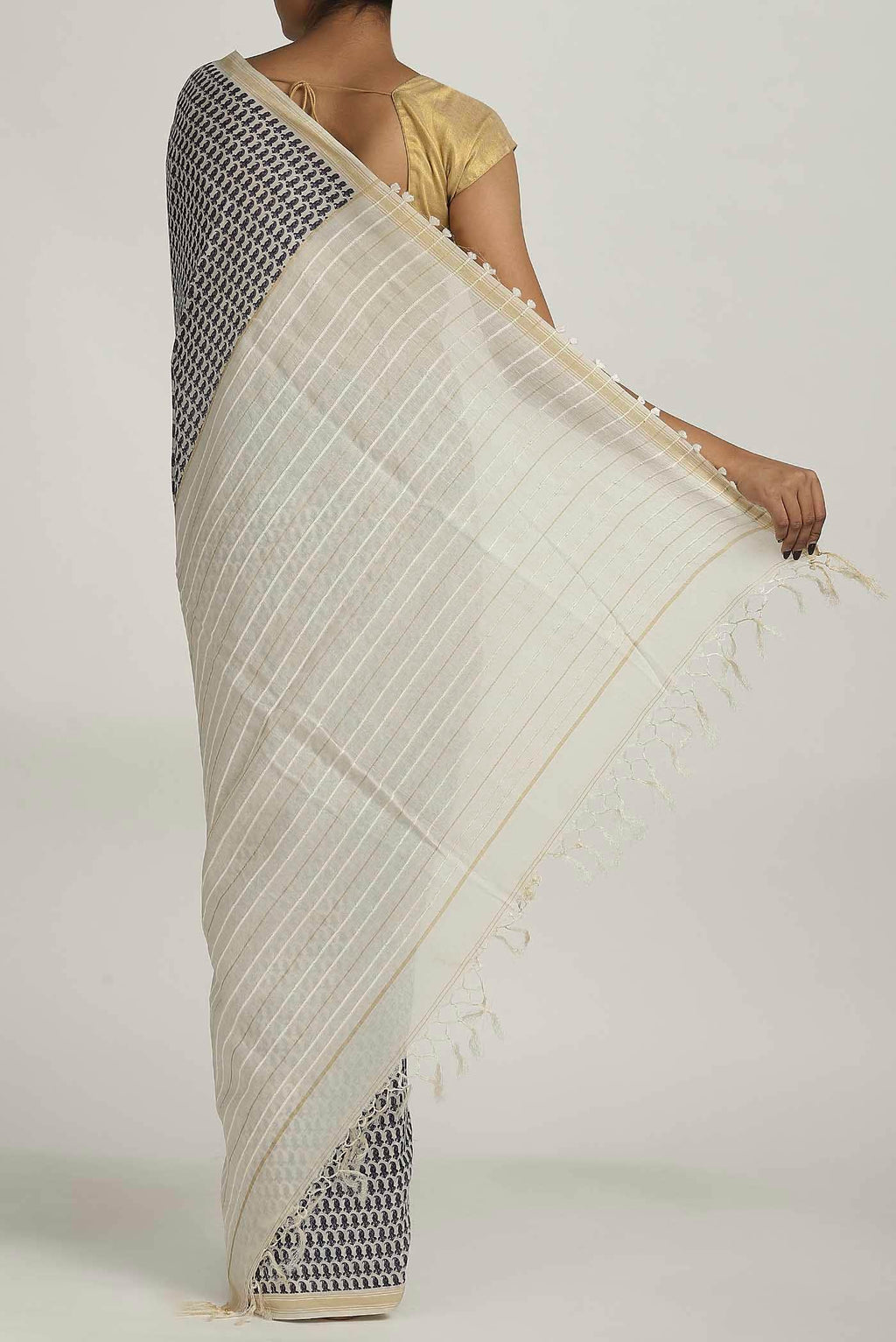 Beige Tussar Saree