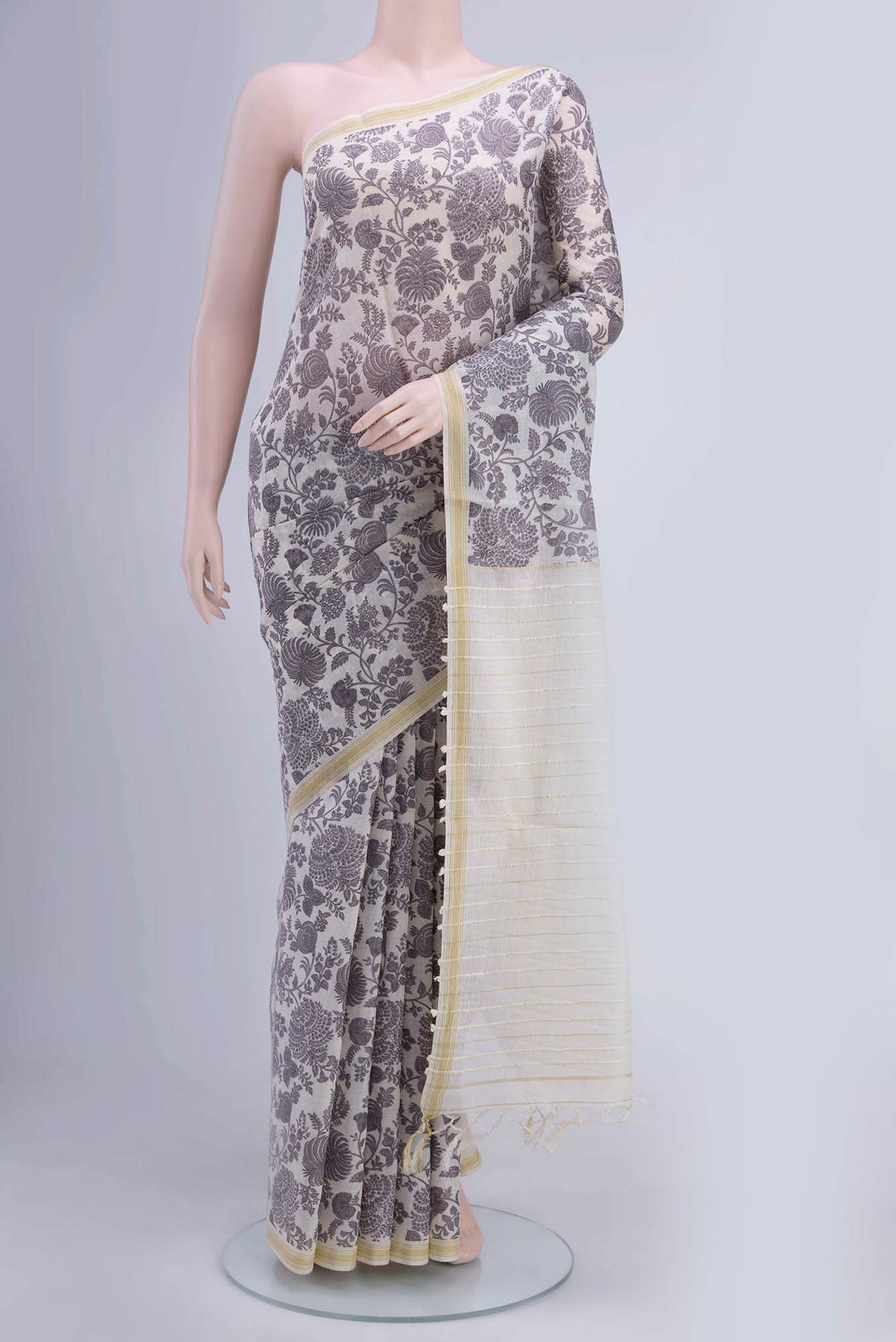 Off White Cotton Saree