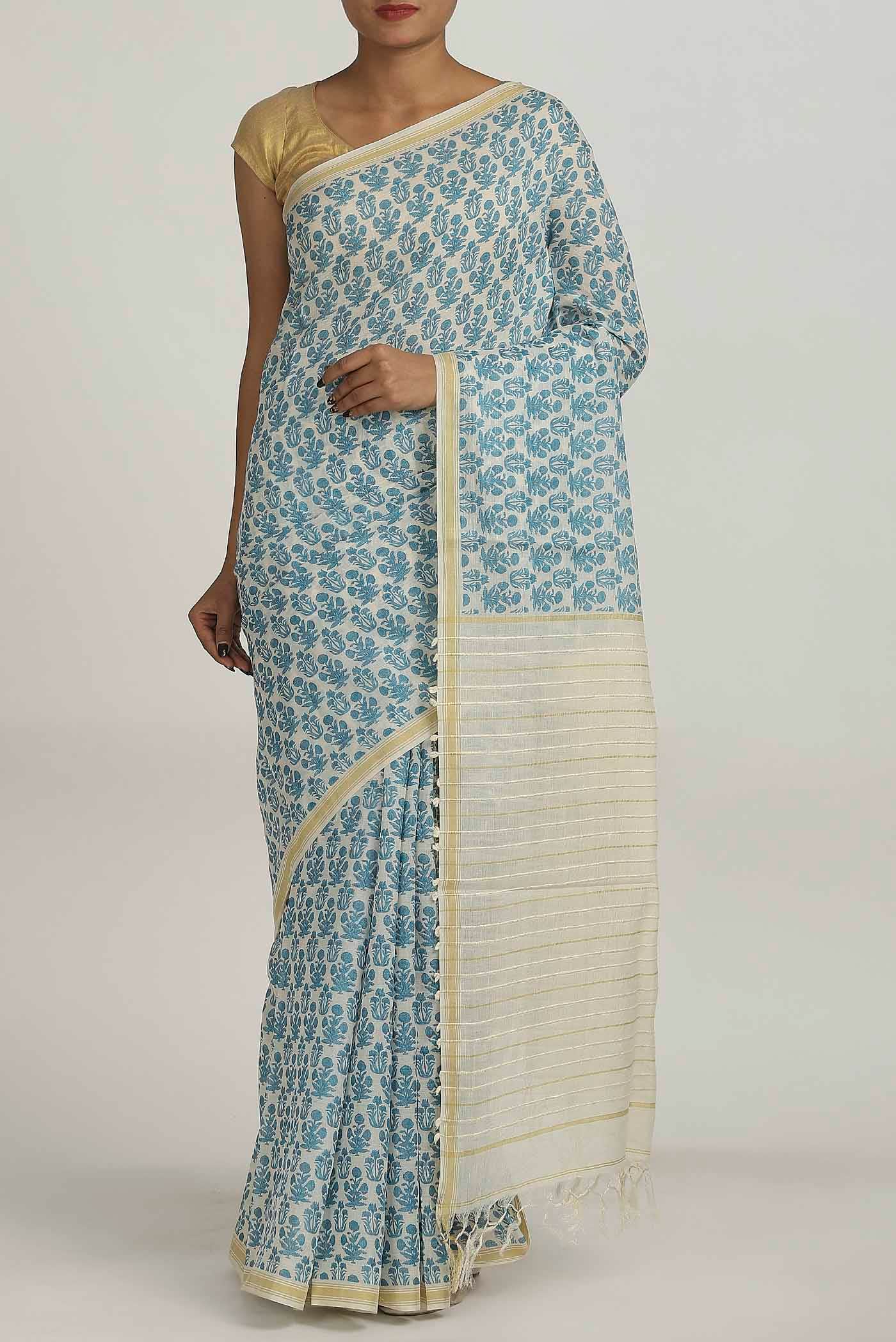 Beige Tussar Saree