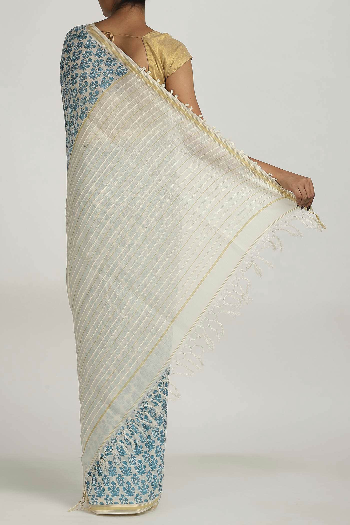 Beige Tussar Saree