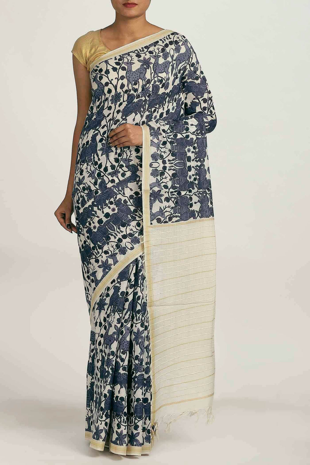 Beige Tussar Saree