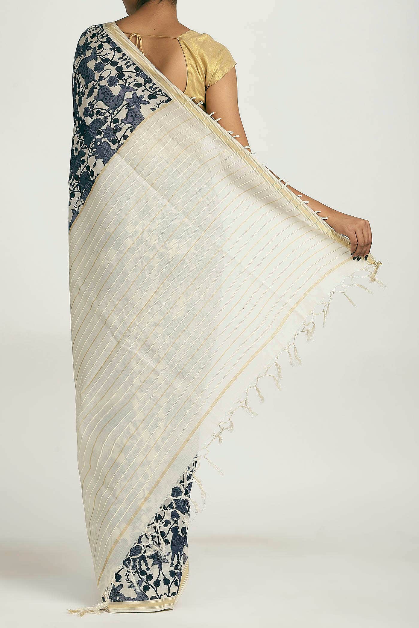 Beige Tussar Saree