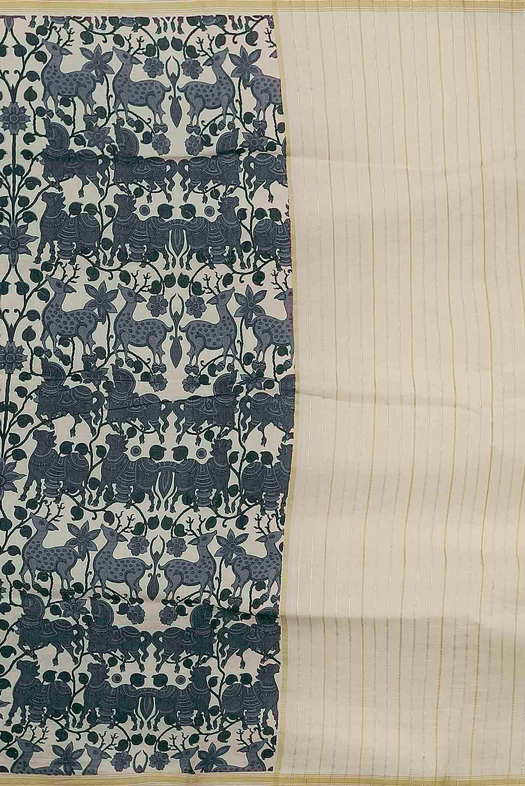 Beige Tussar Saree