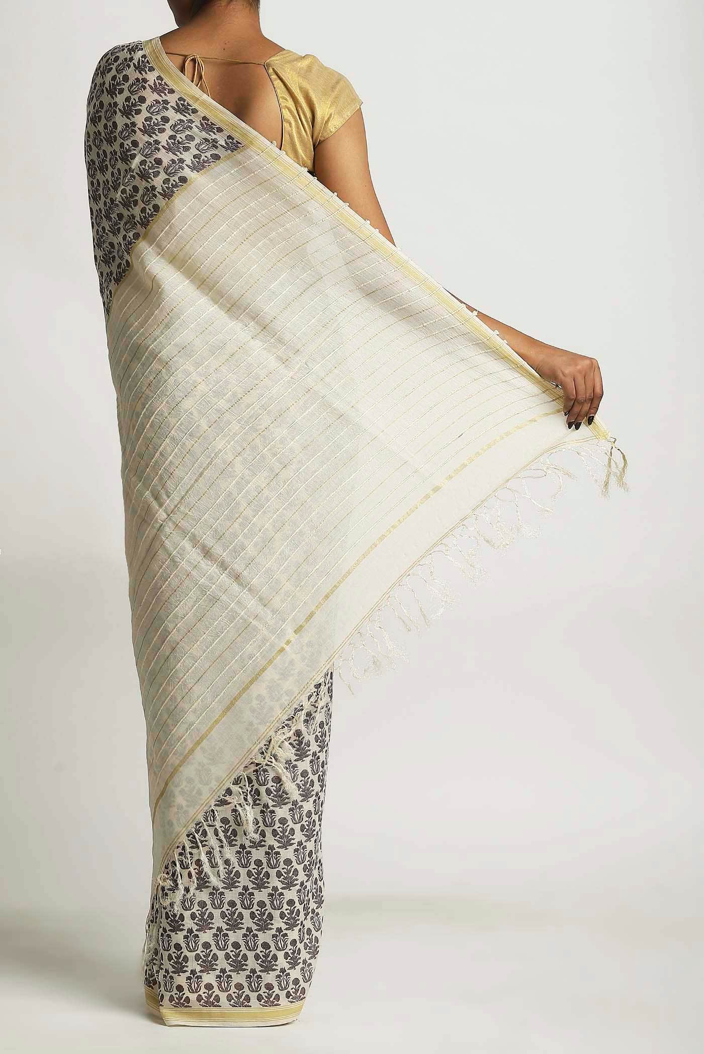 Beige Tussar Saree