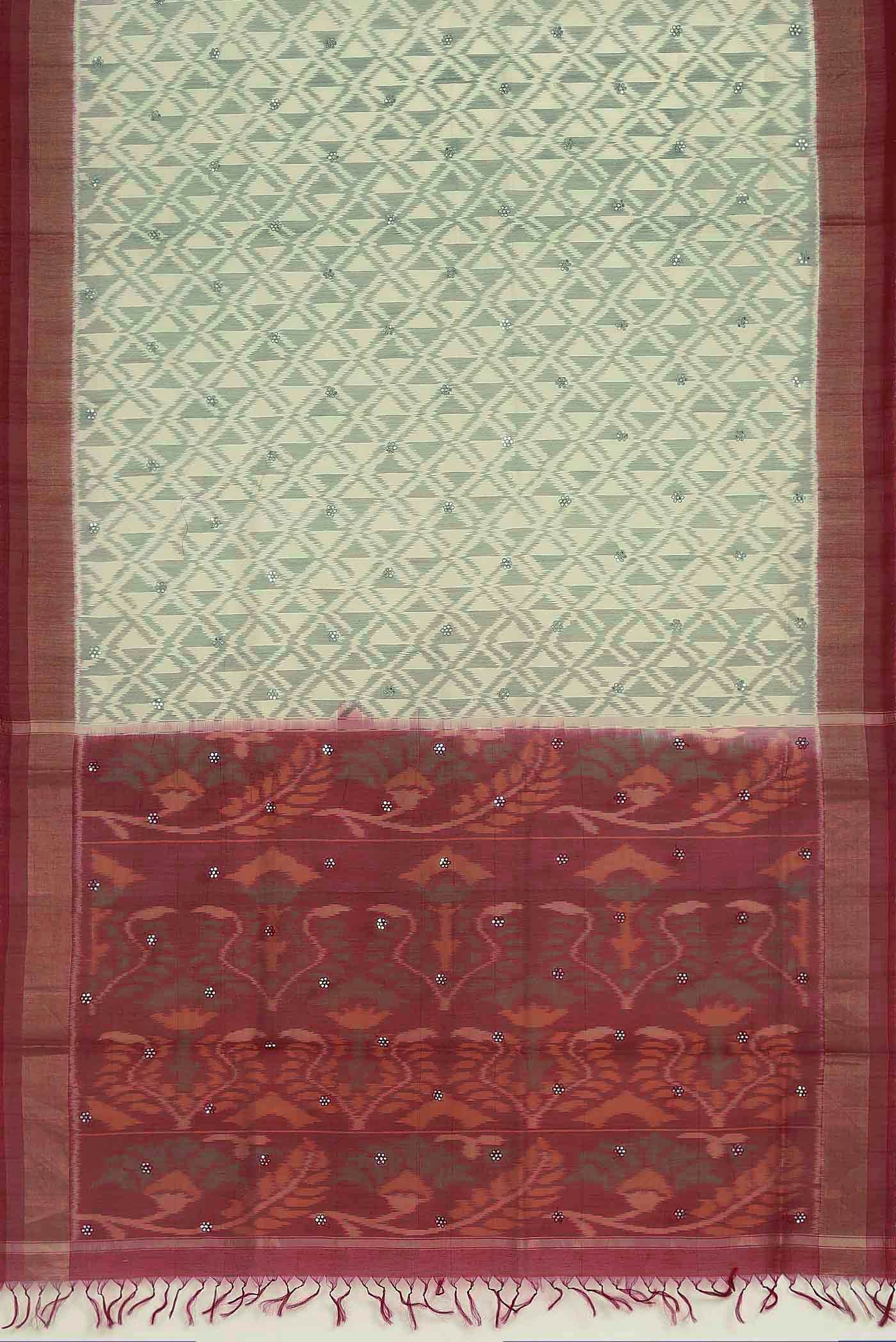Beige Silk Cotton Saree