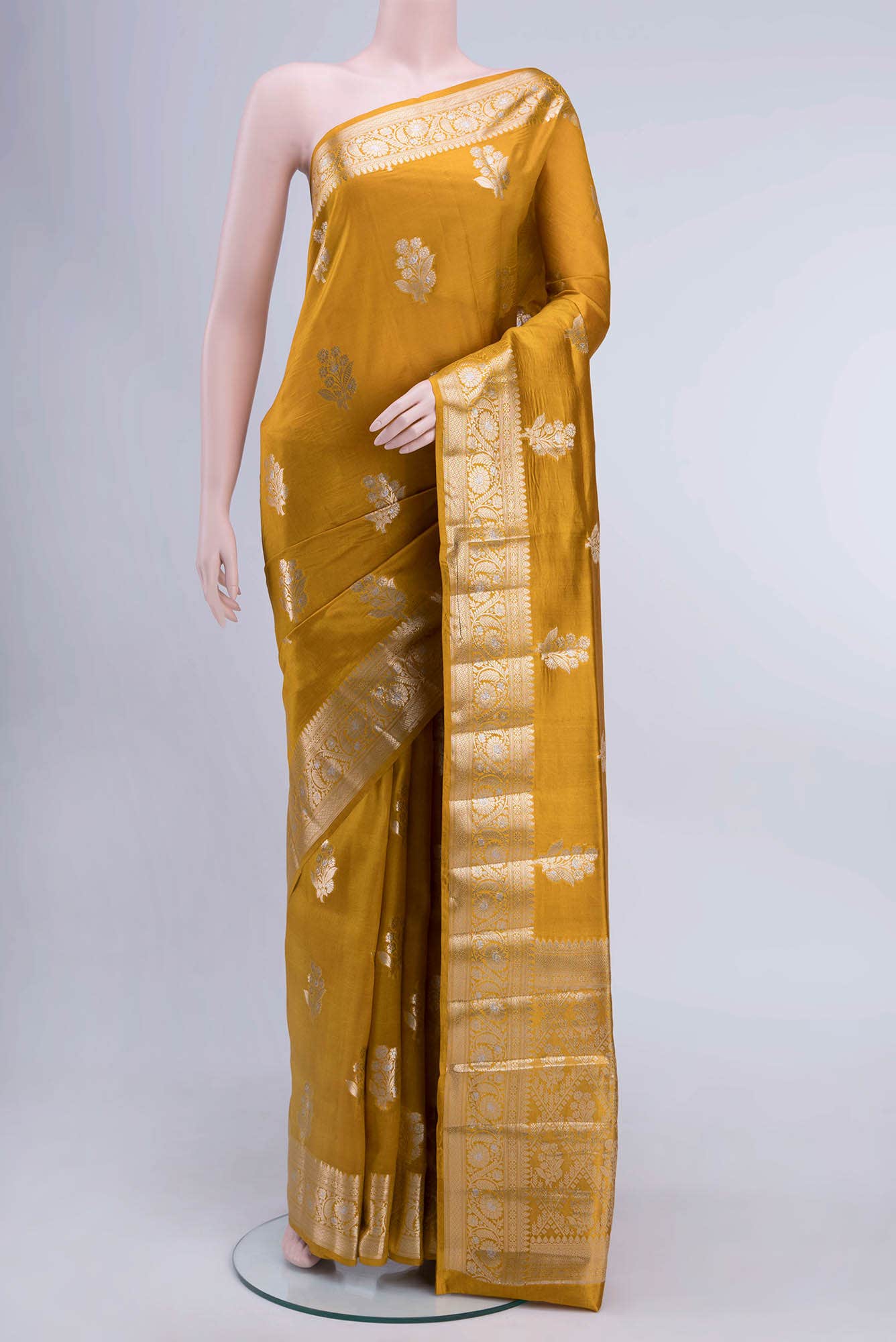 Mustard Tussar Silk Saree