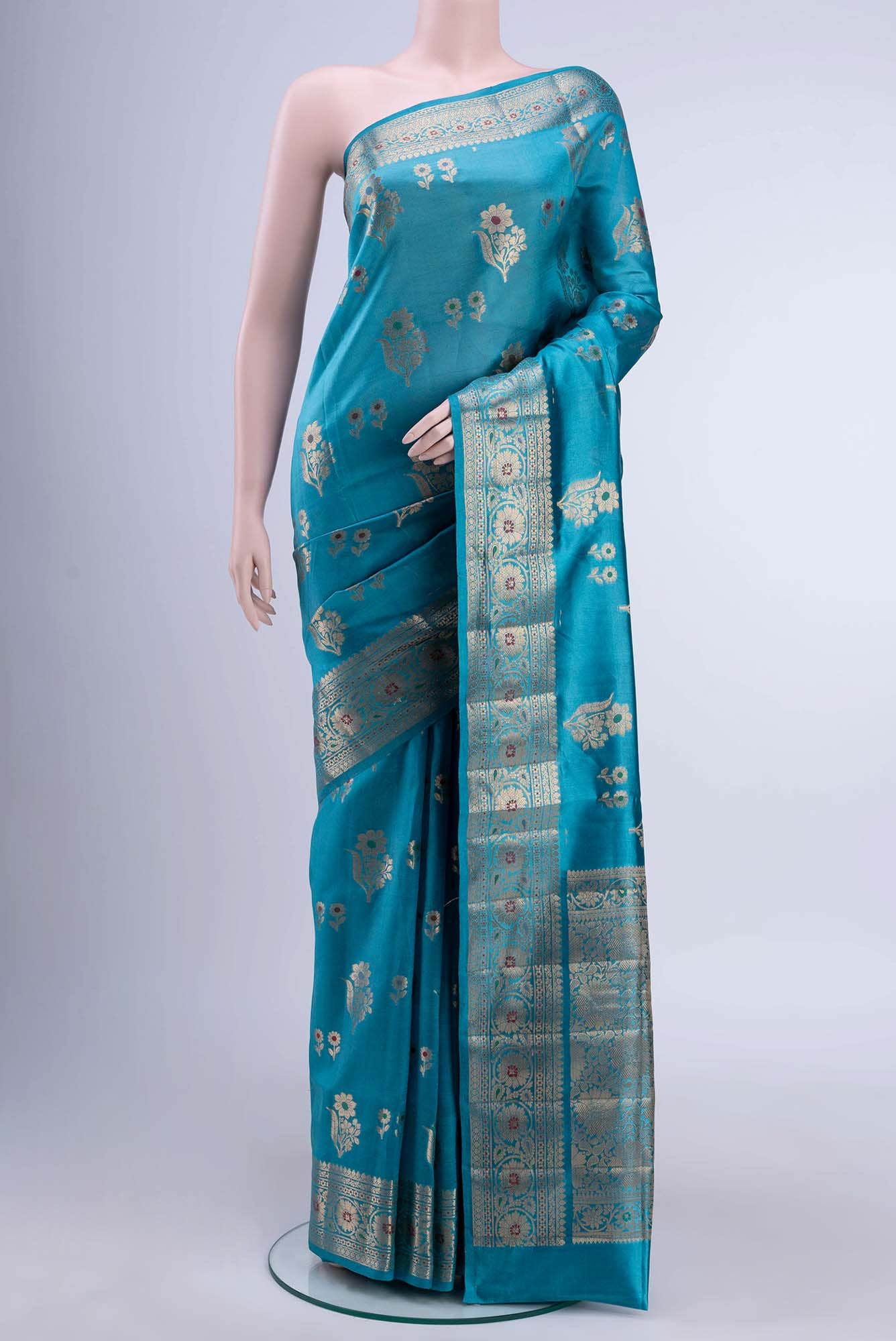Maya Blue Tussar Silk Saree