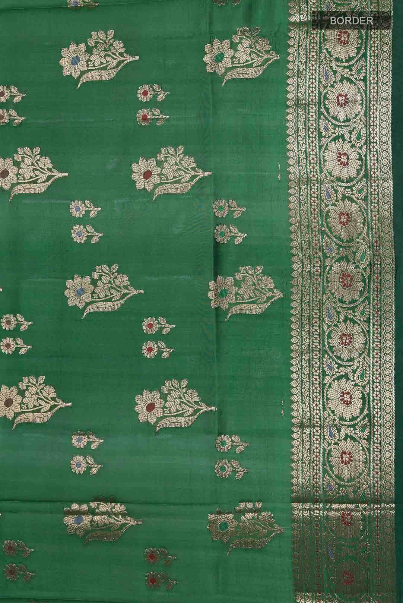 Bottle Green Tussar Silk Saree